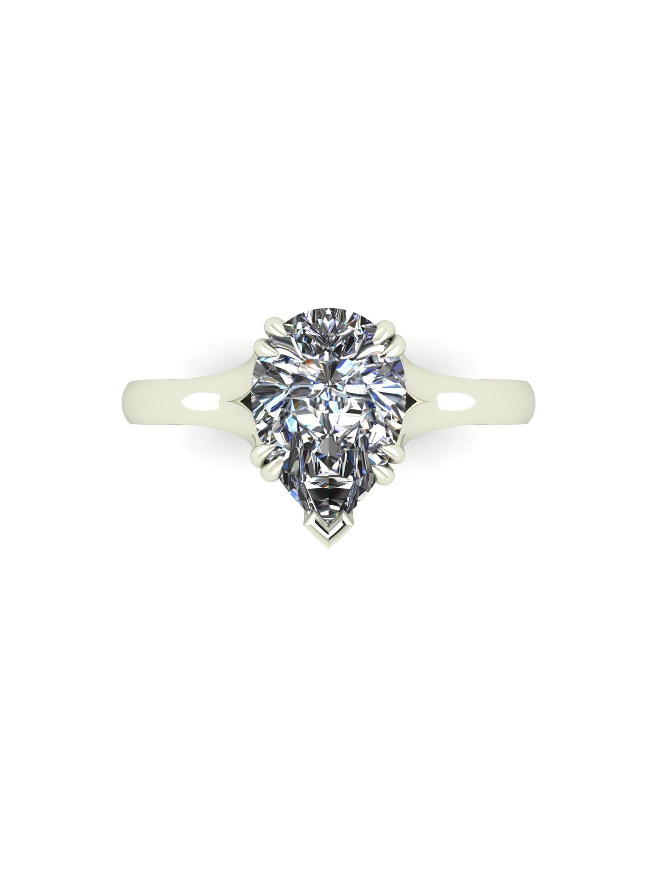 Image 4 of 5 of Moissanite 9ct White Gold  Pear Moissanite Ring