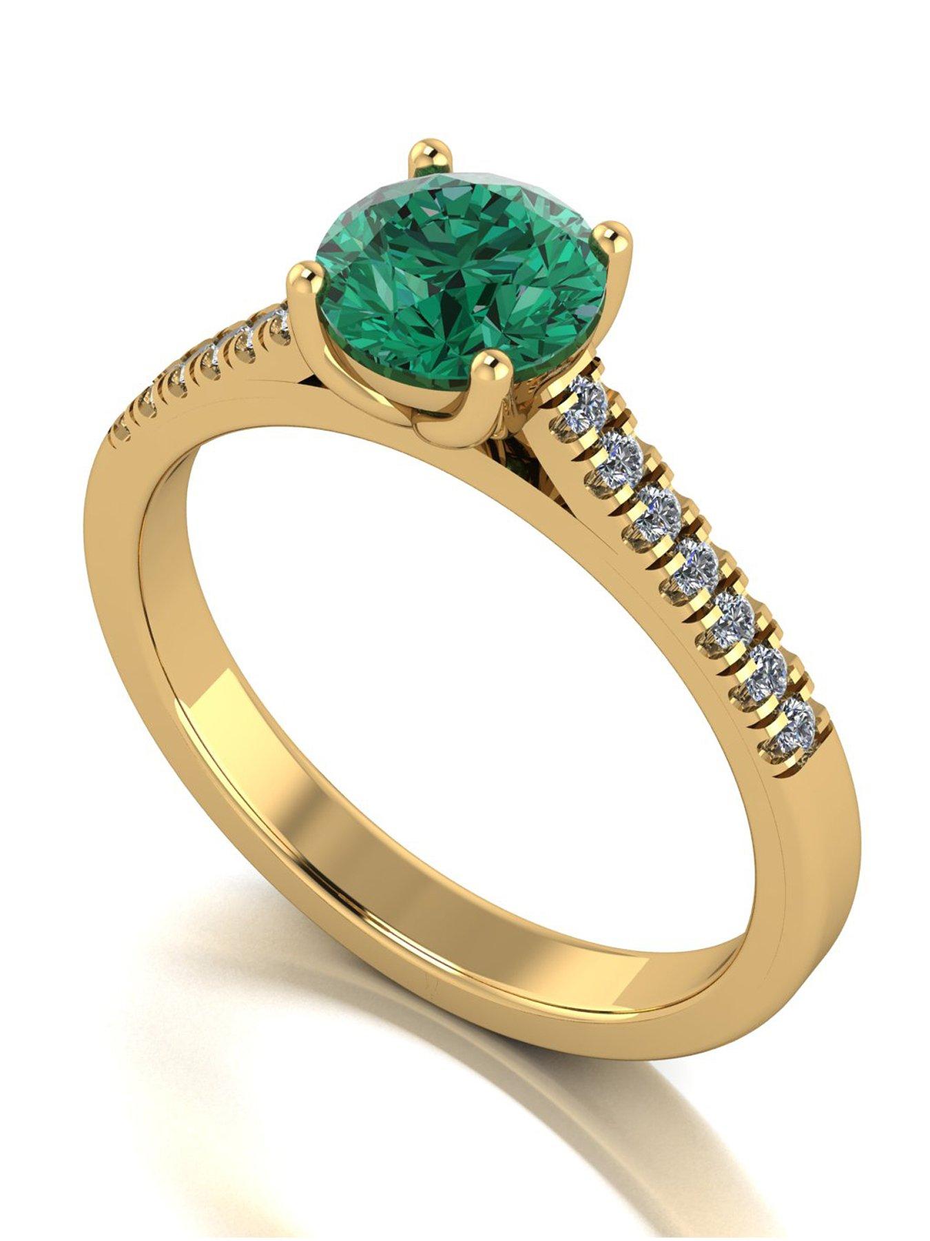 Moissanite 9ct Yellow Gold Verde Brillante Moissanite Solitaire ring 1.15ct total