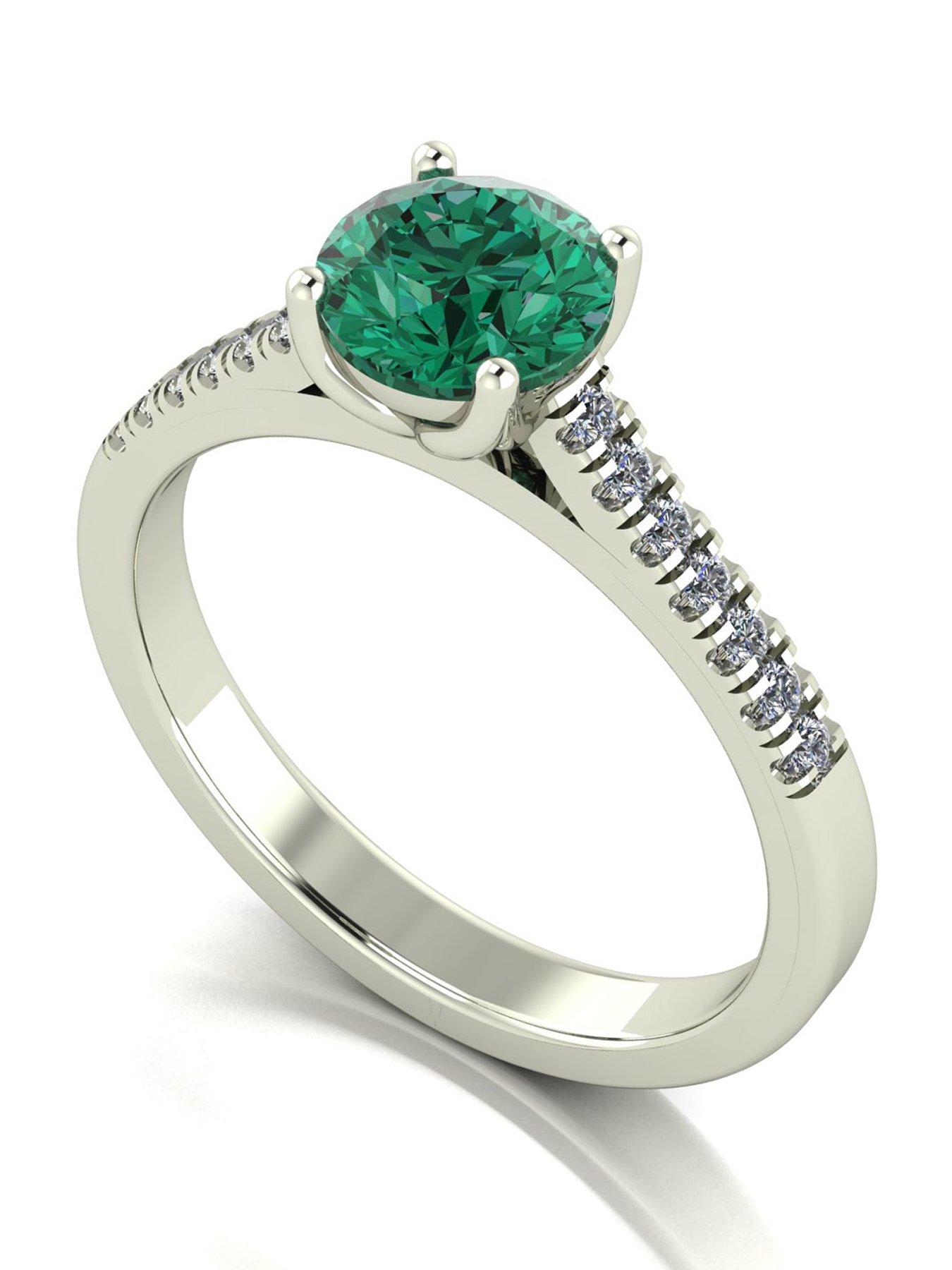 Image 1 of 5 of Moissanite 9ct White Gold Verde Brillante Moissanite Solitaire ring