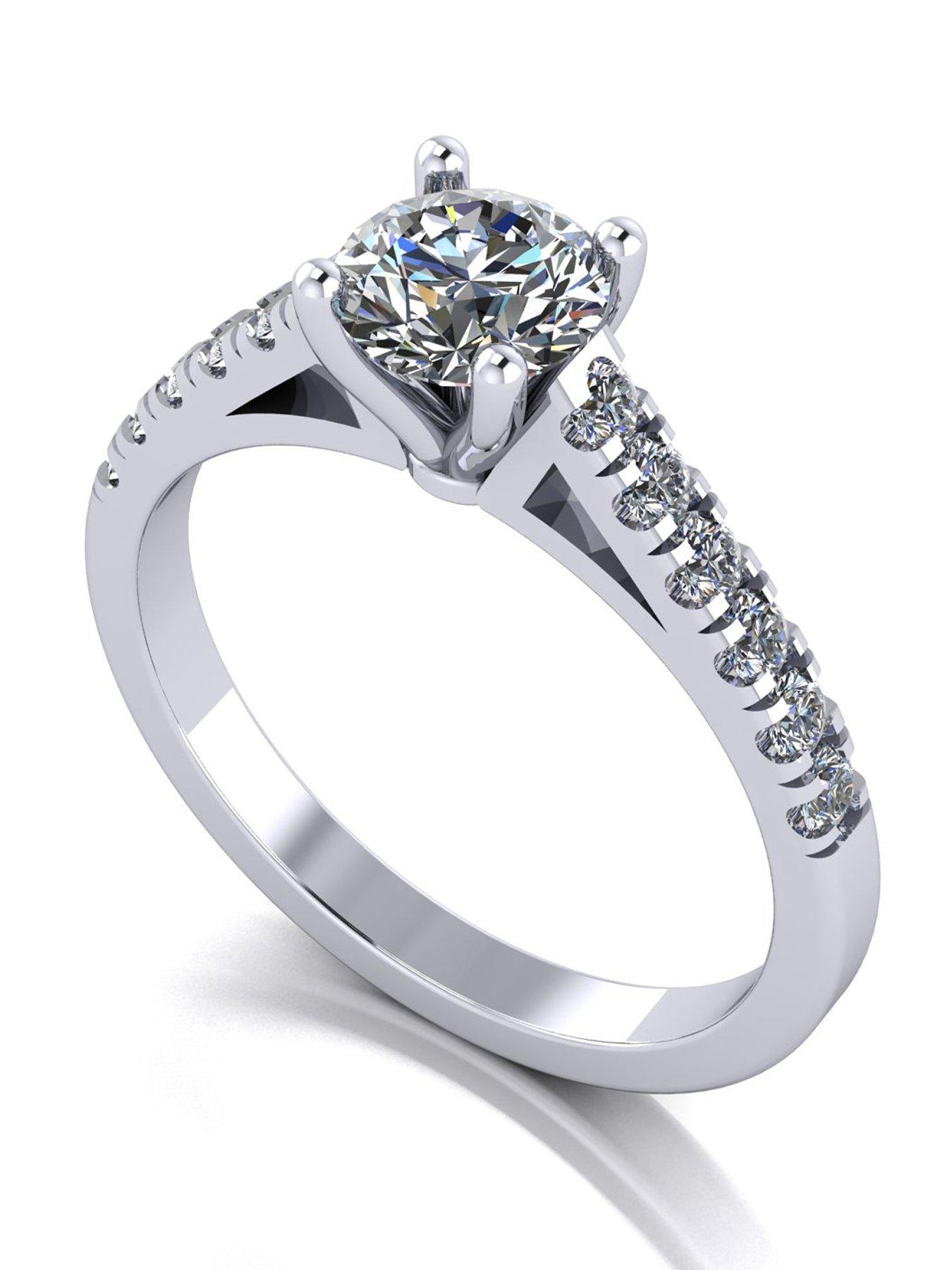 Image 1 of 5 of Moissanite Platinum 1.00ct total Moissanite Solitaire Ring