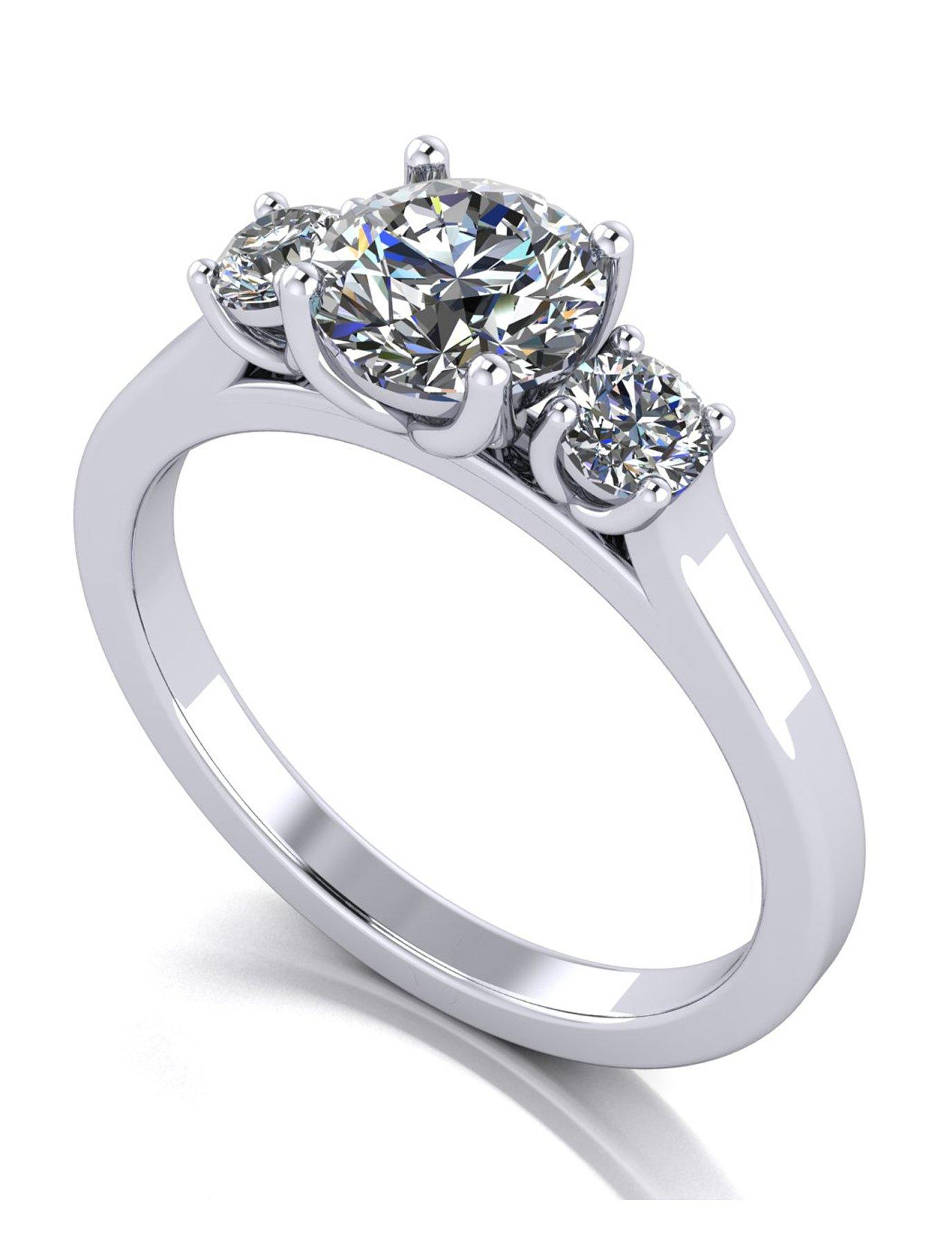 Image 1 of 5 of Moissanite Platinum 1.00ct total Moissanite Trilogy Ring