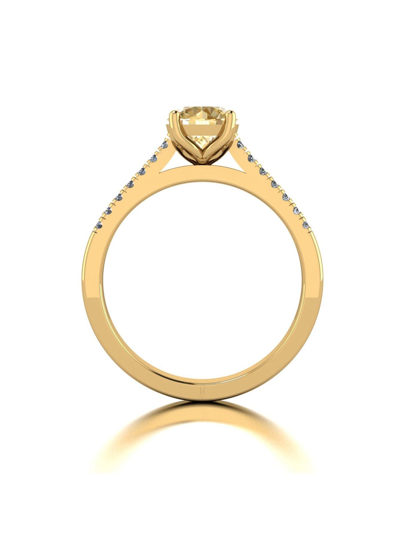 Image 2 of 5 of Moissanite 9ct Yellow Gold Champagne Moissanite Solitaire ring al