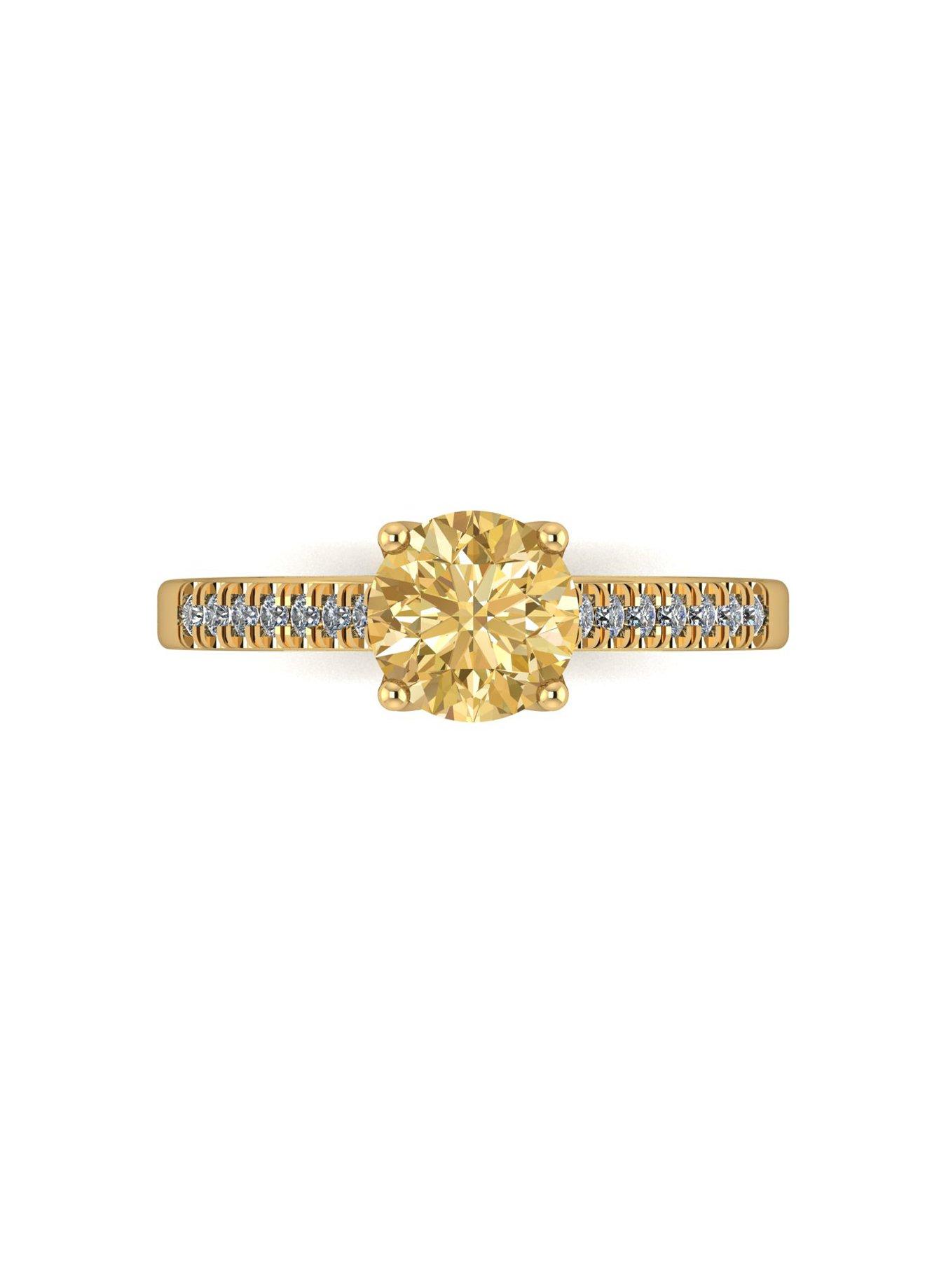 Image 4 of 5 of Moissanite 9ct Yellow Gold Champagne Moissanite Solitaire ring al
