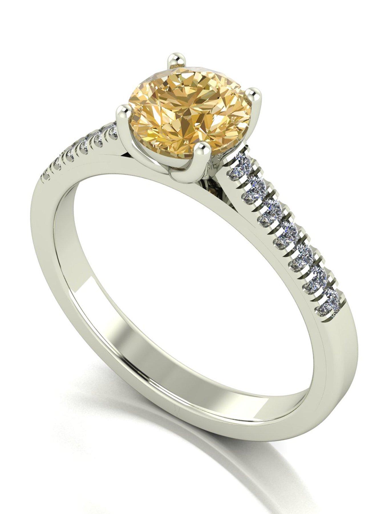 Image 1 of 5 of Moissanite 9ct White Gold Champagne Moissanite Solitaire ring