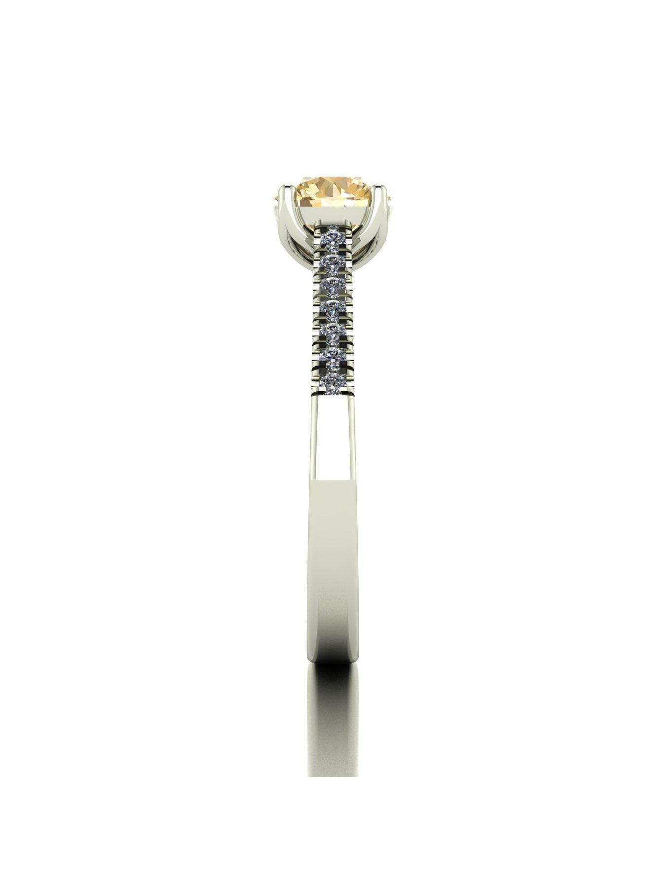 Image 3 of 5 of Moissanite 9ct White Gold Champagne Moissanite Solitaire ring