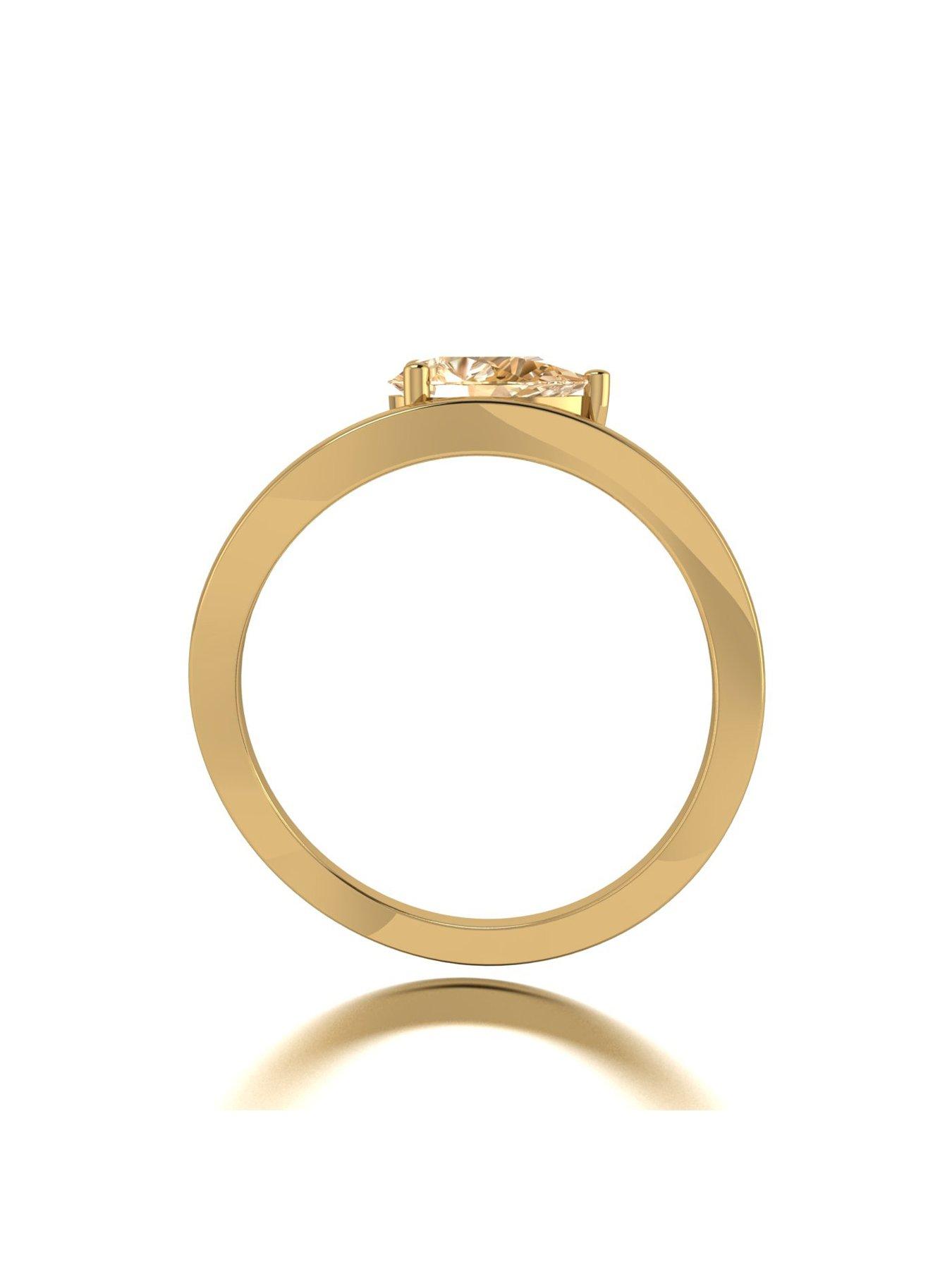 Image 2 of 5 of Moissanite 9ct Yellow Gold 1.00ct eq Champagne Pear Shapped Moissanite Ring