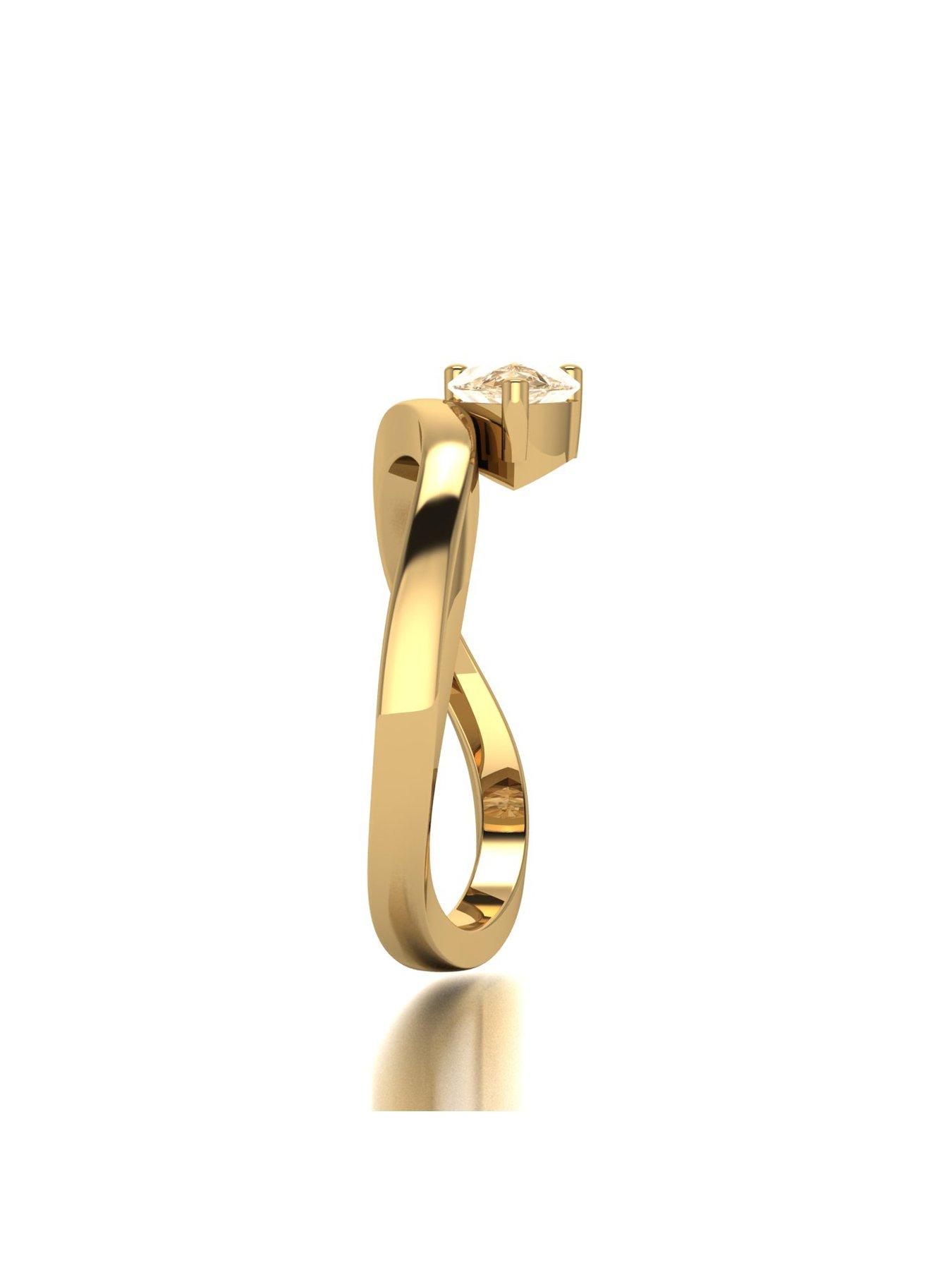 Image 3 of 5 of Moissanite 9ct Yellow Gold 1.00ct eq Champagne Pear Shapped Moissanite Ring