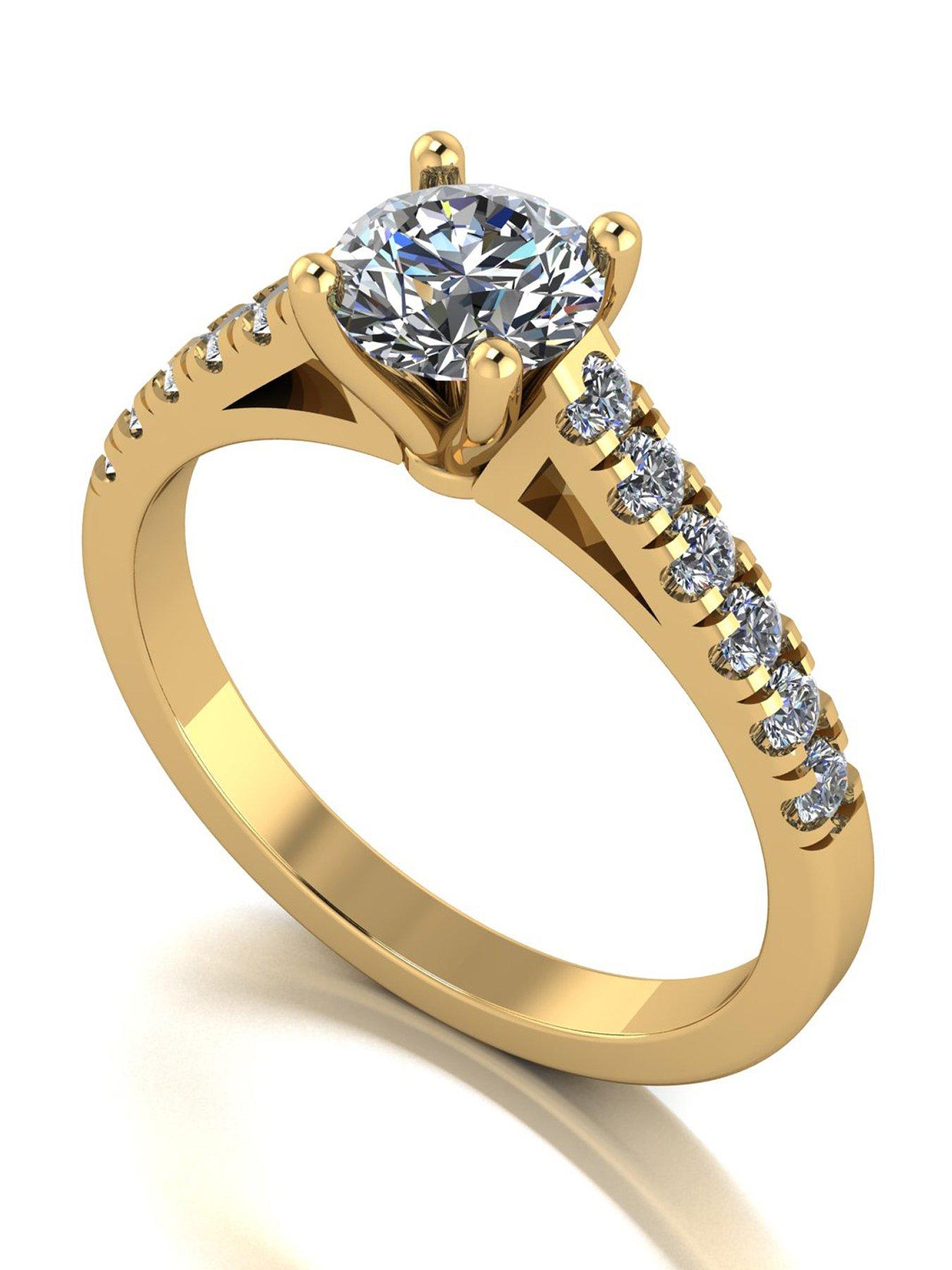 Moissanite 9ct Yellow Gold 1.00ct total Moissanite Solitaire Ring