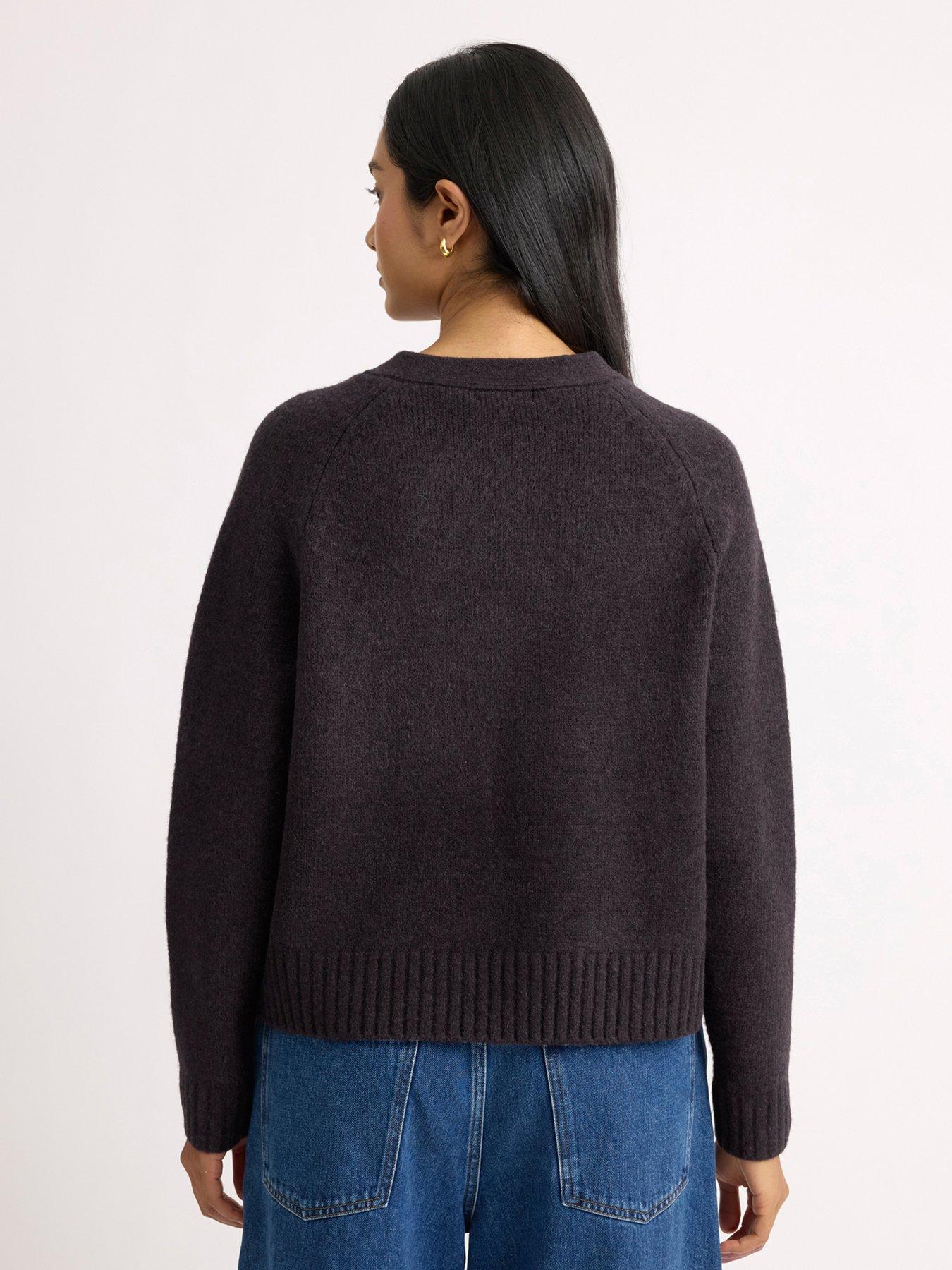 Image 2 of 4 of Albaray Cosy V Neck Cardigan - Brown