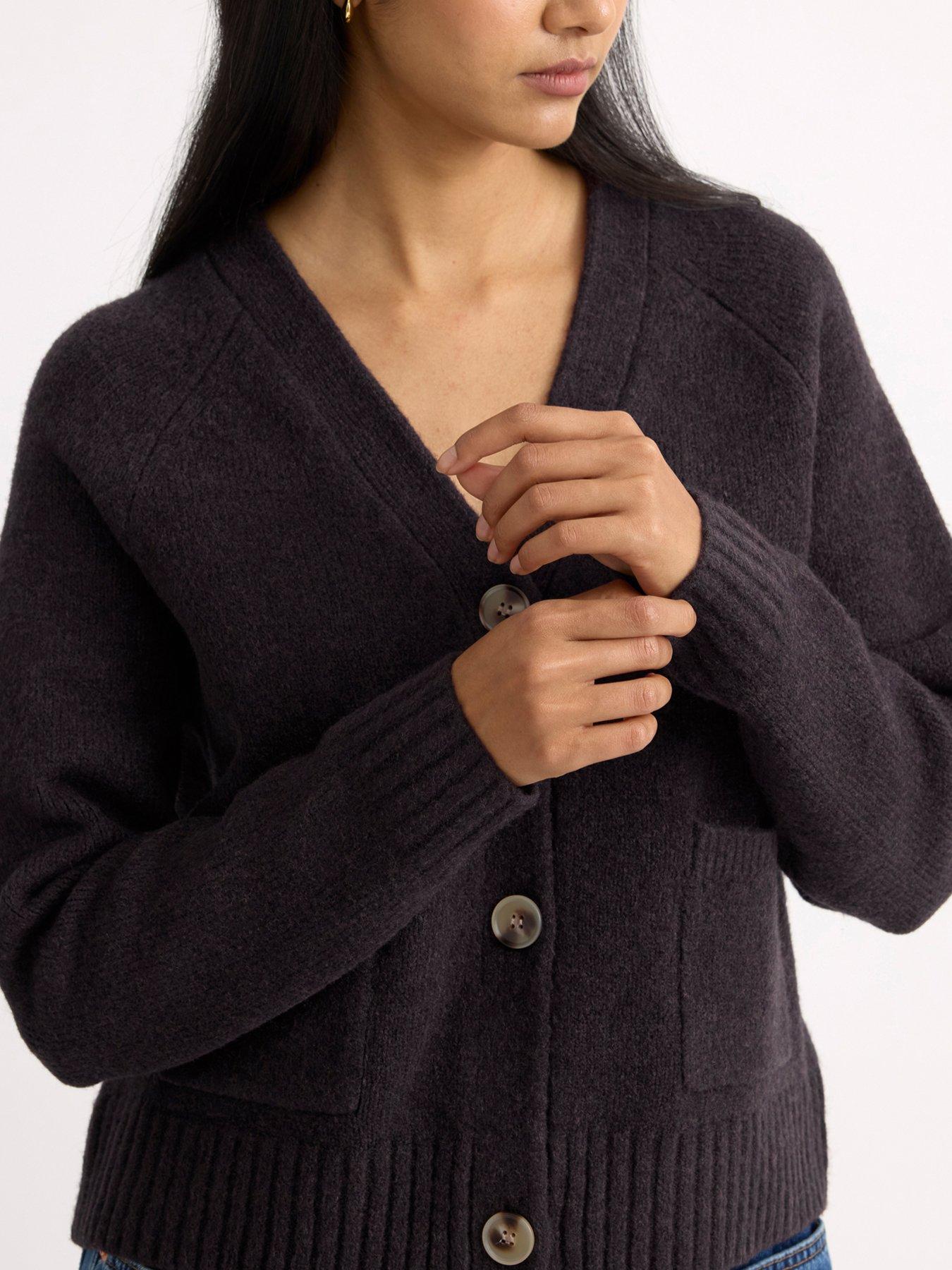 Image 3 of 4 of Albaray Cosy V Neck Cardigan - Brown
