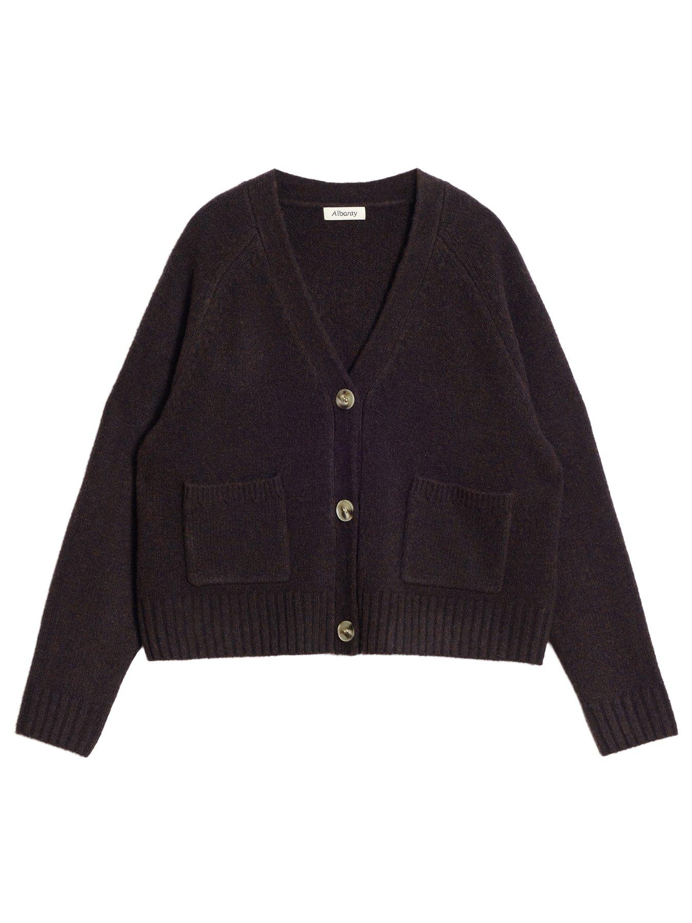 Image 4 of 4 of Albaray Cosy V Neck Cardigan - Brown