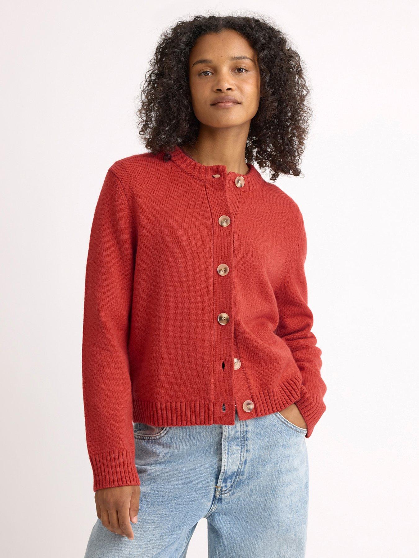 Albaray Crew Neck Cardigan - Red