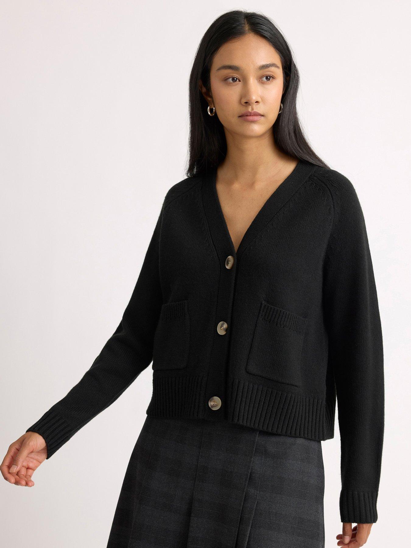 Albaray Relaxed V Neck Cardigan - Black