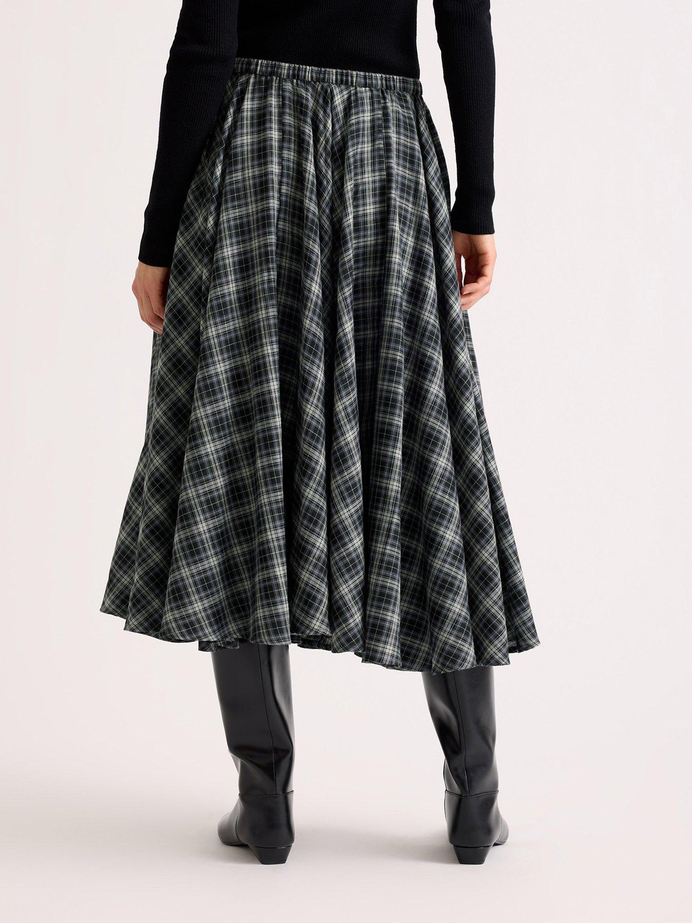 Image 2 of 4 of Albaray Check Full Skirt - Grey
