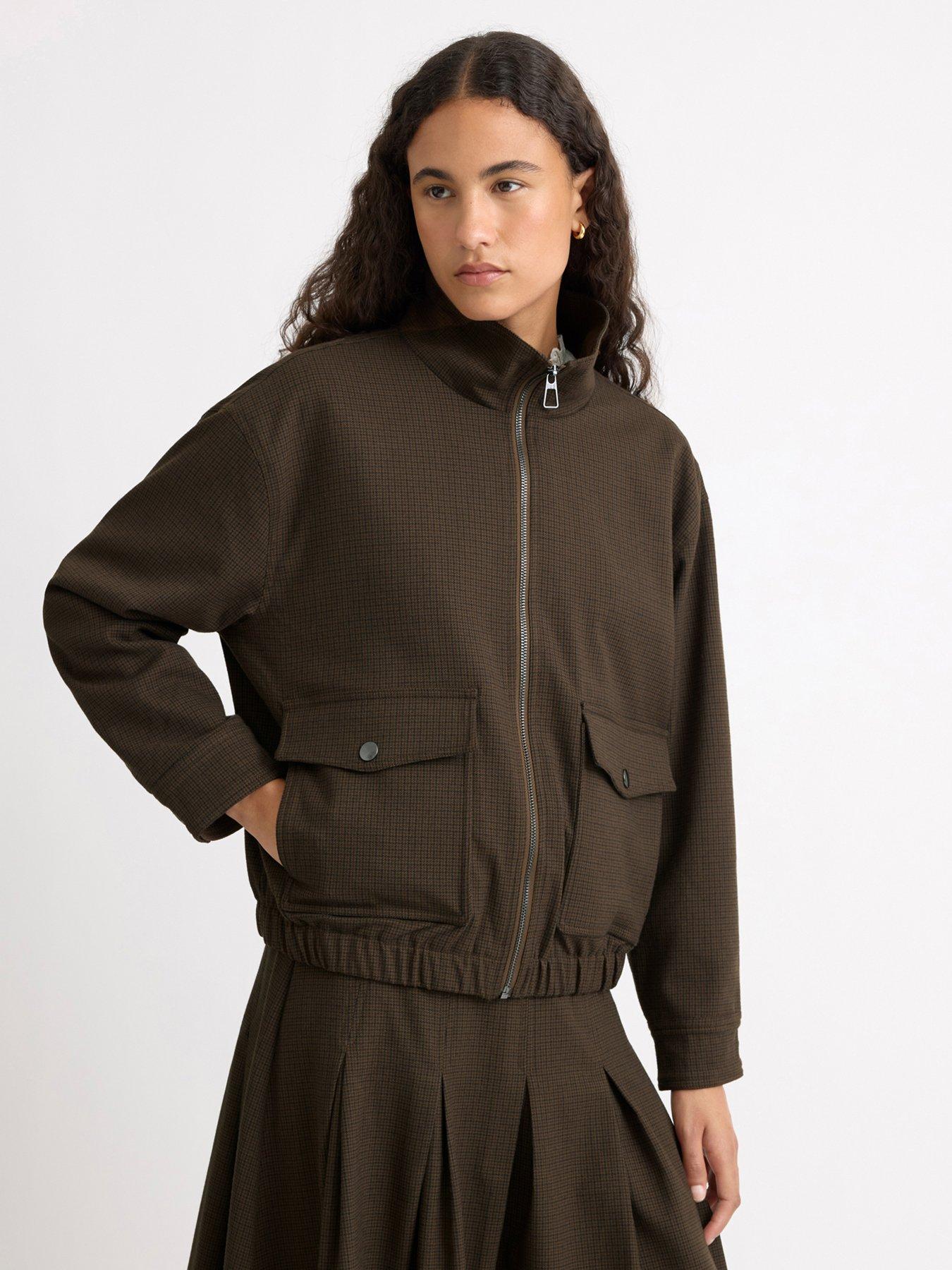 Image 1 of 4 of Albaray Mini Checked Jacket - Brown