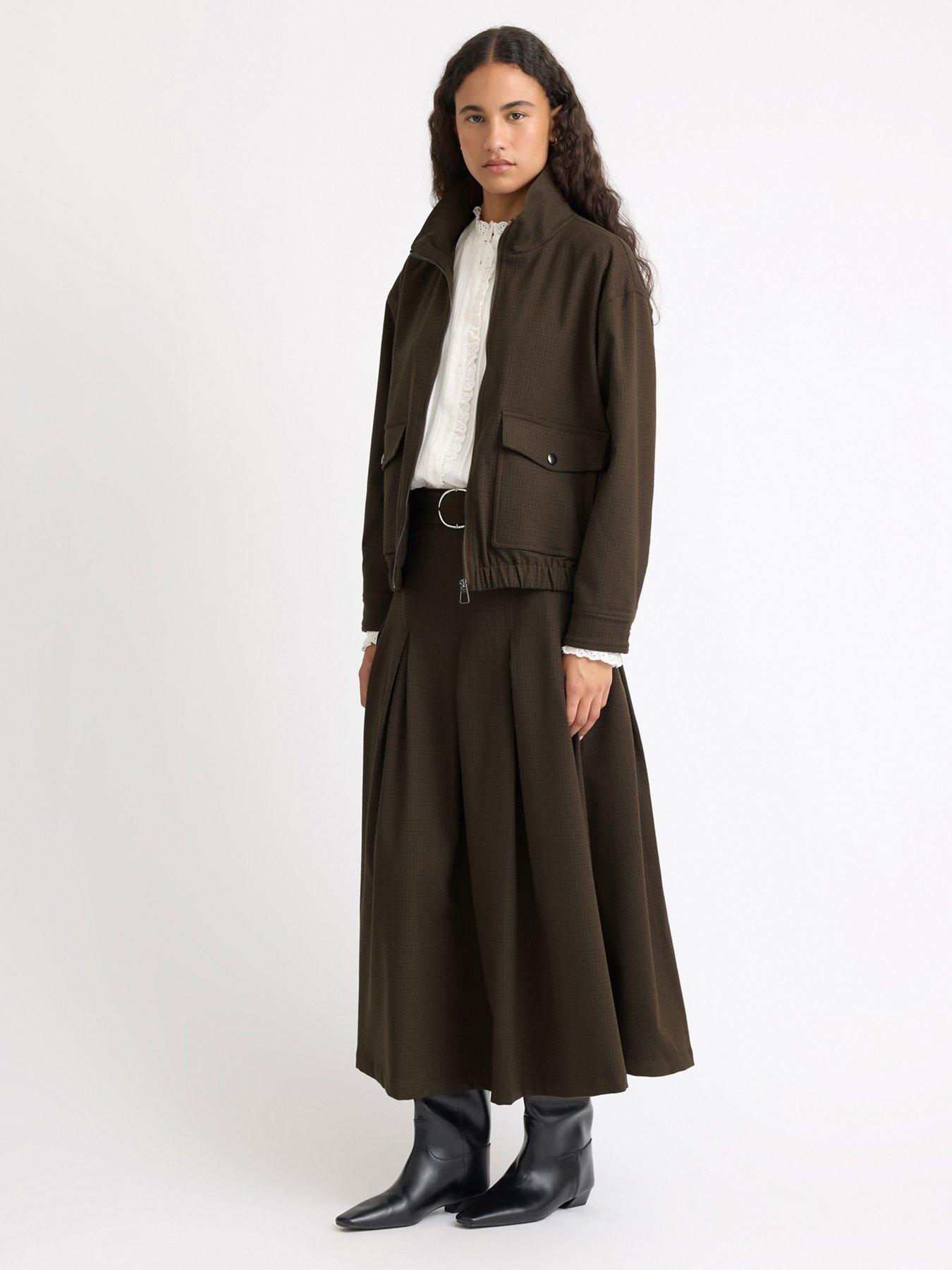 Image 4 of 4 of Albaray Mini Checked Jacket - Brown
