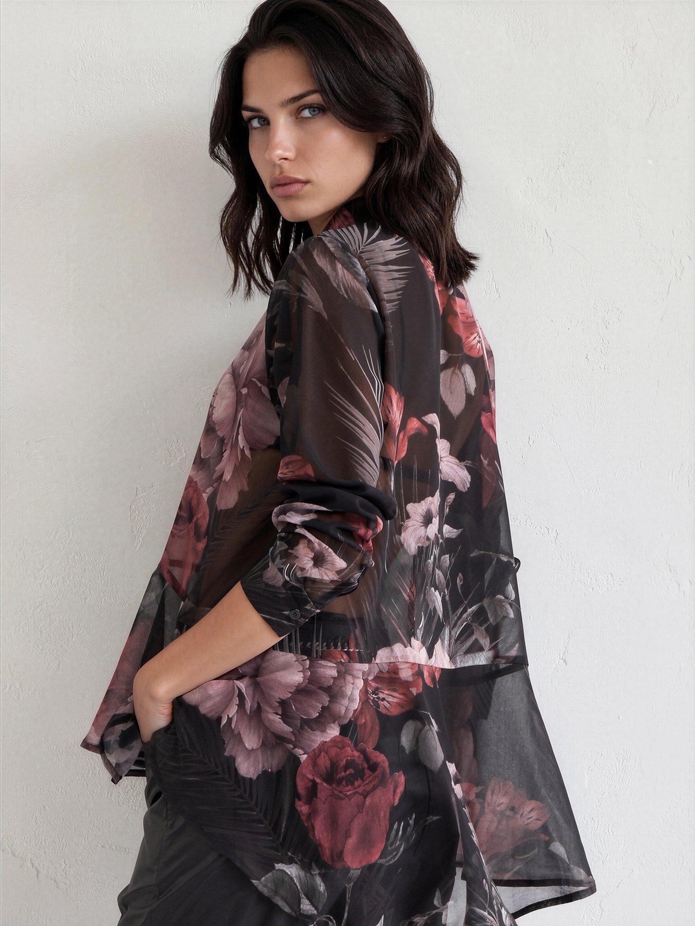 Religion Iona Peplum Shirt In Floral Camellia Print