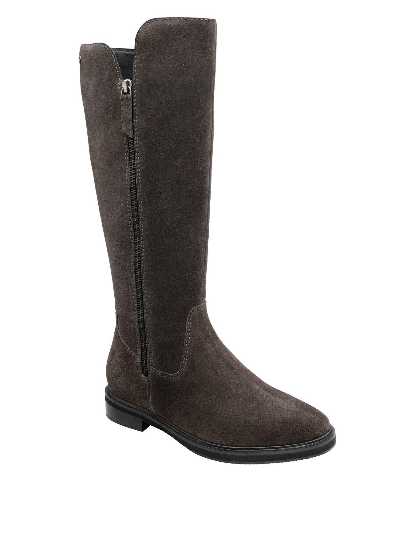 Image 1 of 4 of Ravel Ashington Zip Through Knee High Riding Boot - Grey