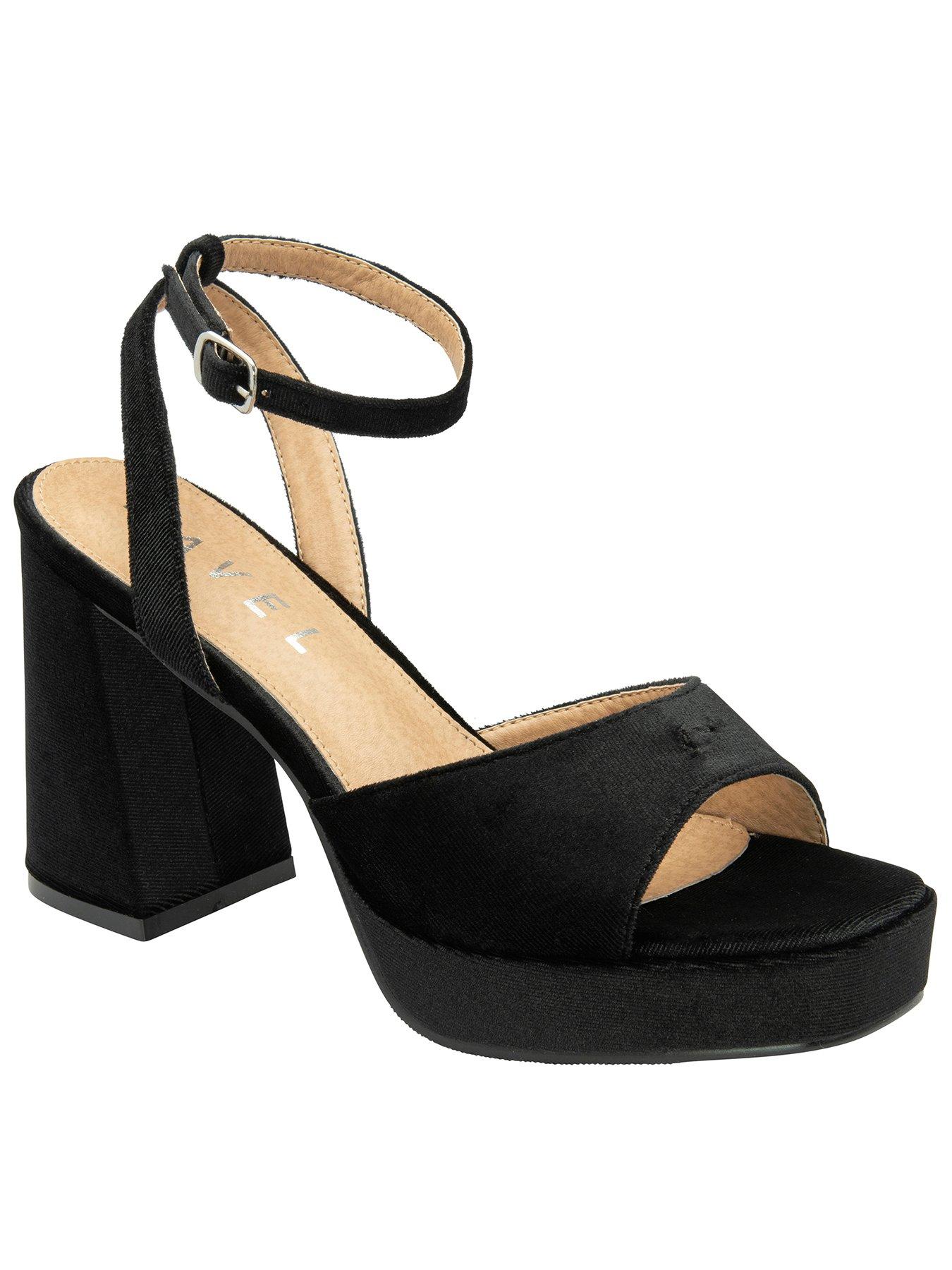Ravel Women's Black 'Surina' Velvet Heeled Sandals In | : Size 4 - Image 2