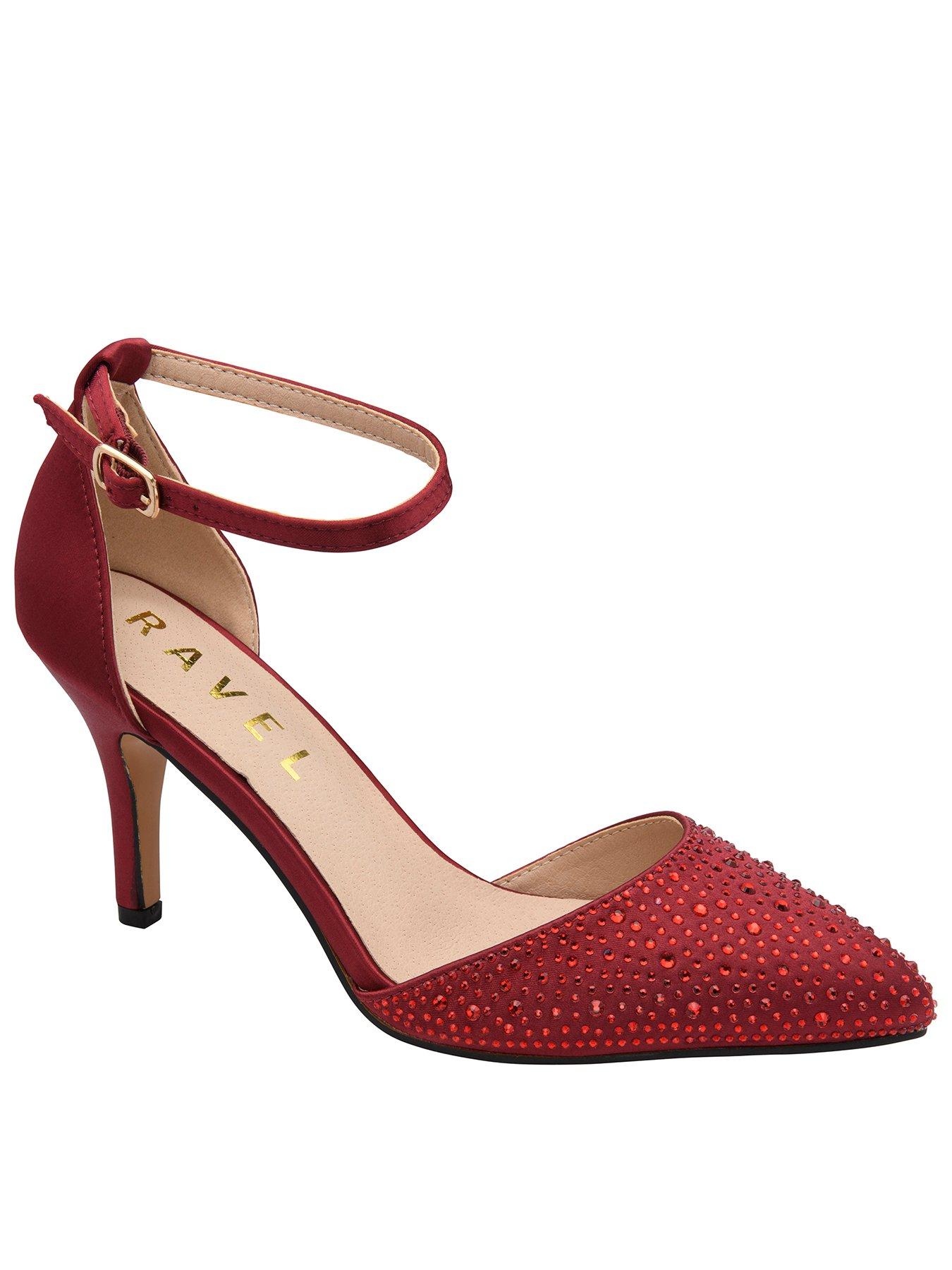 Ravel Women's Hale Stiletto Heeled Shoes in Red with Crystal Embellishment Size 8 - Image 2