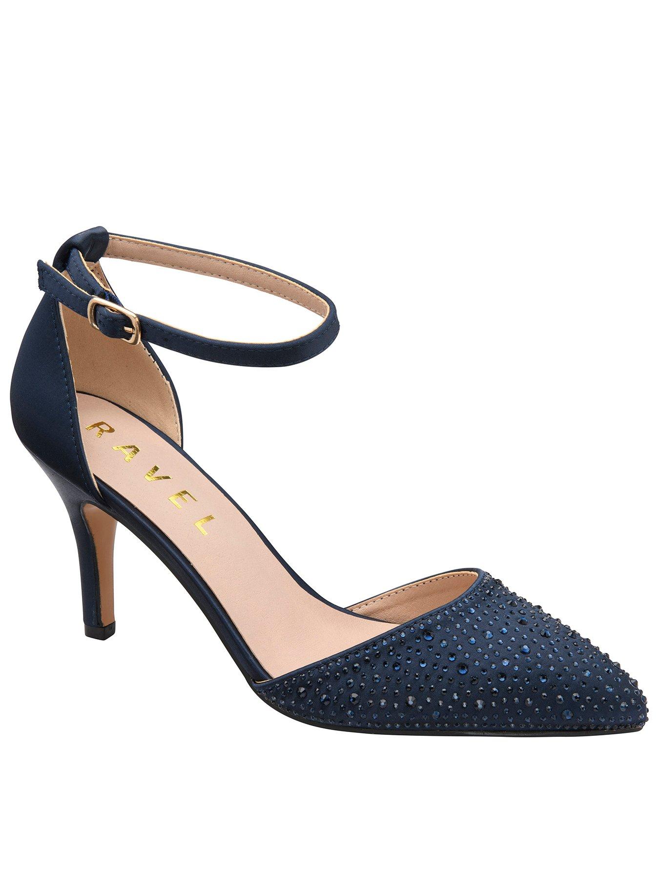 Ravel Women's Navy Satin/Diamante Hale Heeled Shoes Colour: : Size 7 - Image 2