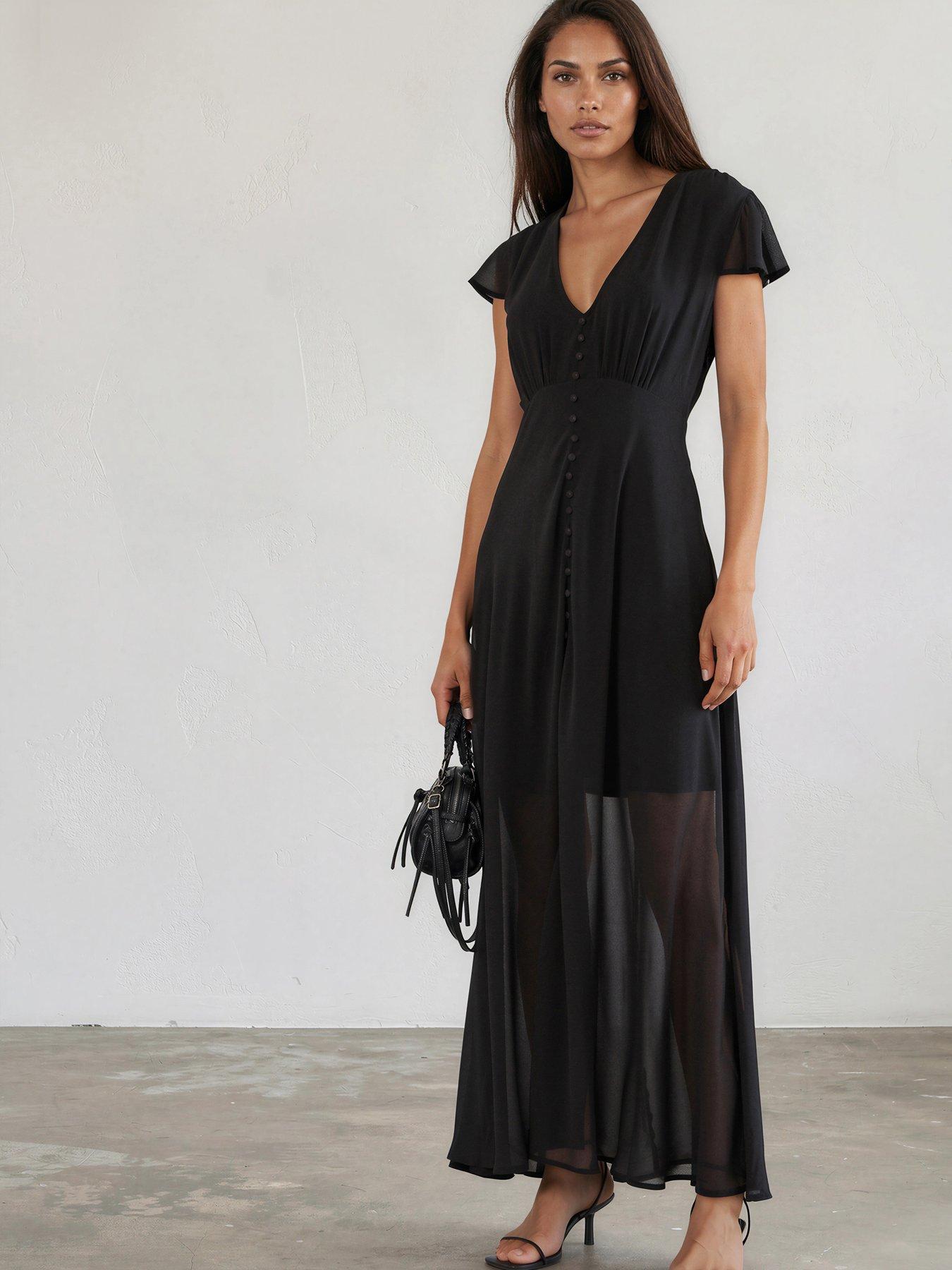 Image 3 of 7 of Religion Indium Maxi Dress With Cap Sleeves And Button Design Feature