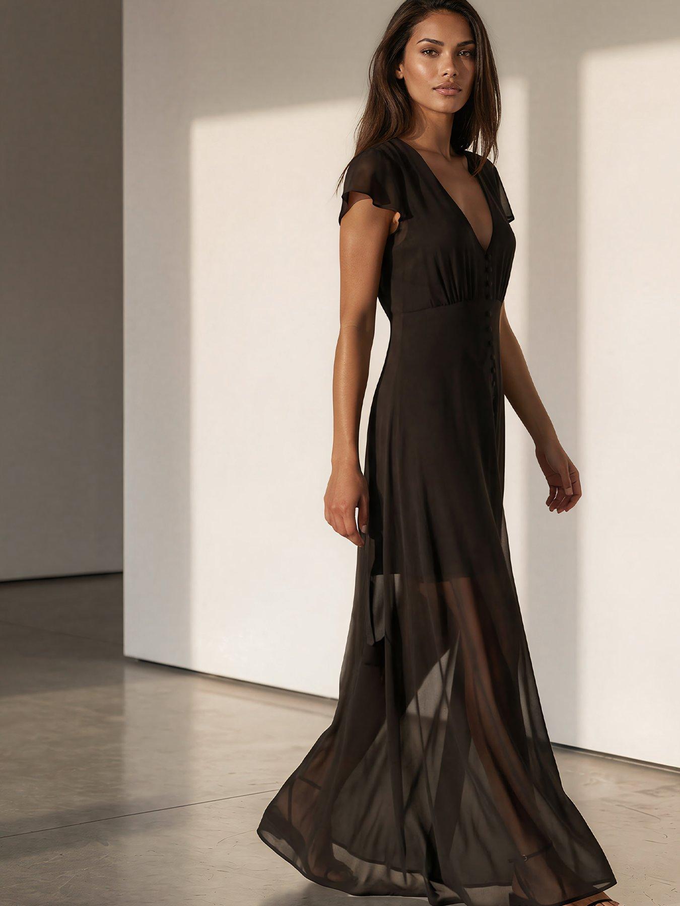Image 4 of 7 of Religion Indium Maxi Dress With Cap Sleeves And Button Design Feature