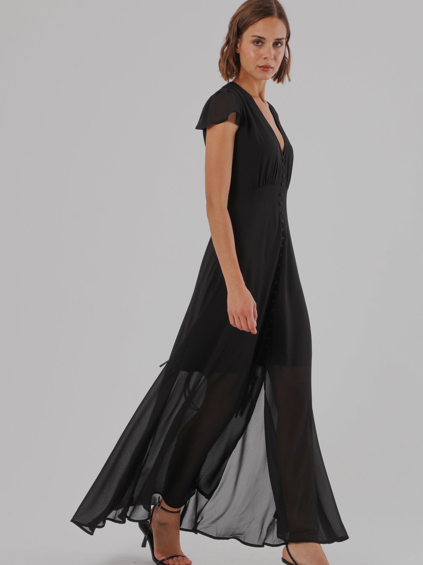 Image 7 of 7 of Religion Indium Maxi Dress With Cap Sleeves And Button Design Feature