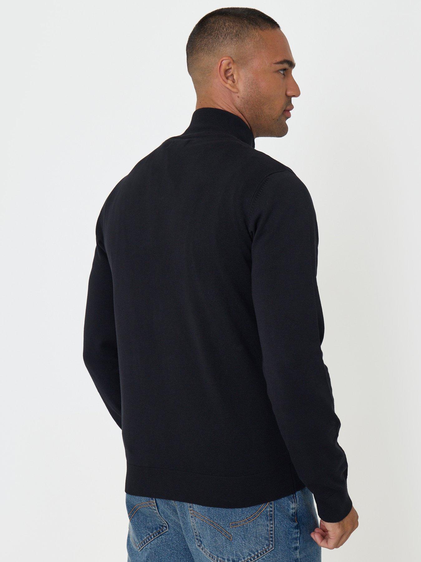 Image 2 of 6 of Threadbare Mens Quarter Zip Funnel Neck Jumper - Black