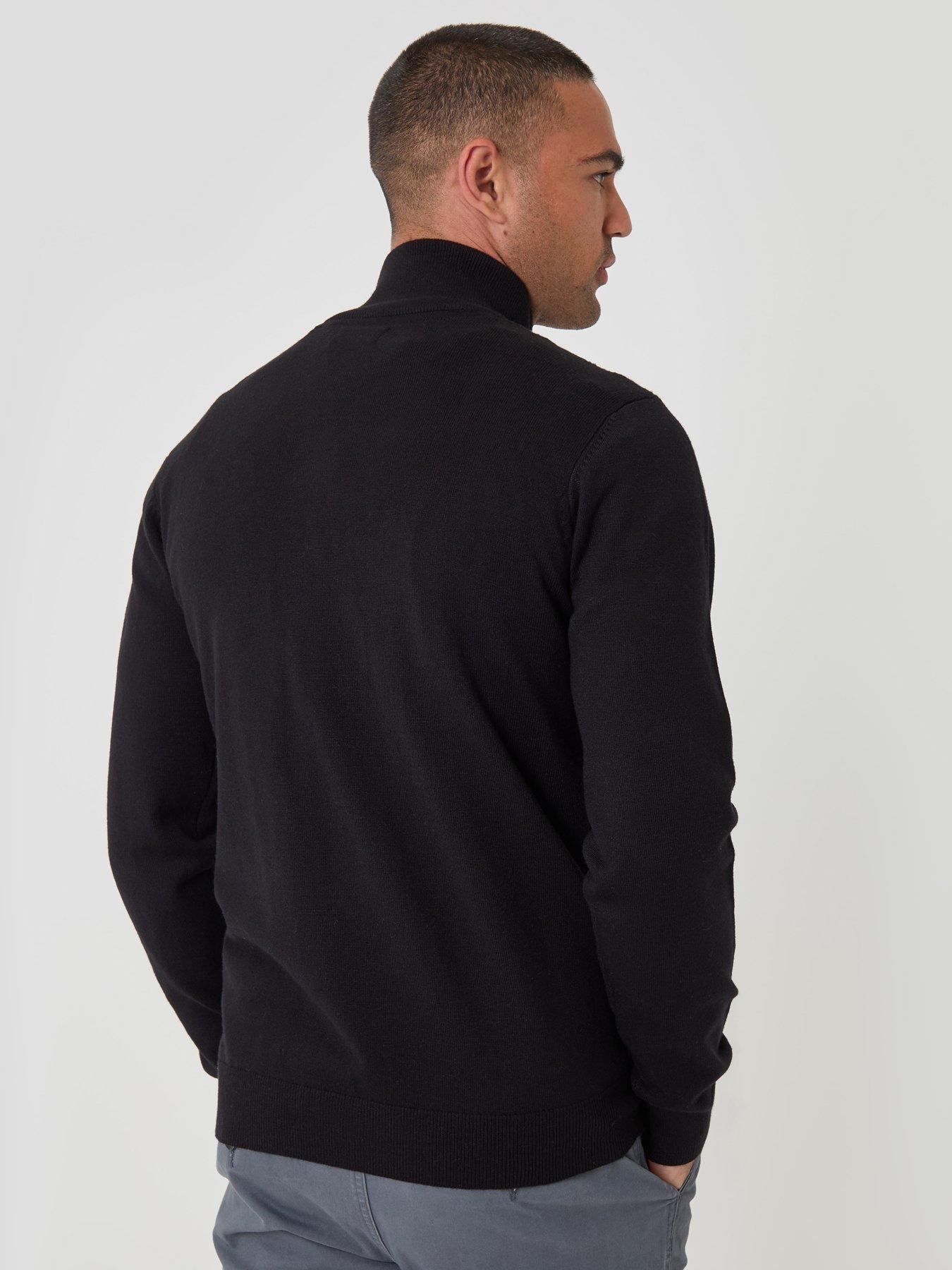 Image 2 of 4 of Threadbare Diamond Cable Knit Quarter Zip Jumper In Black