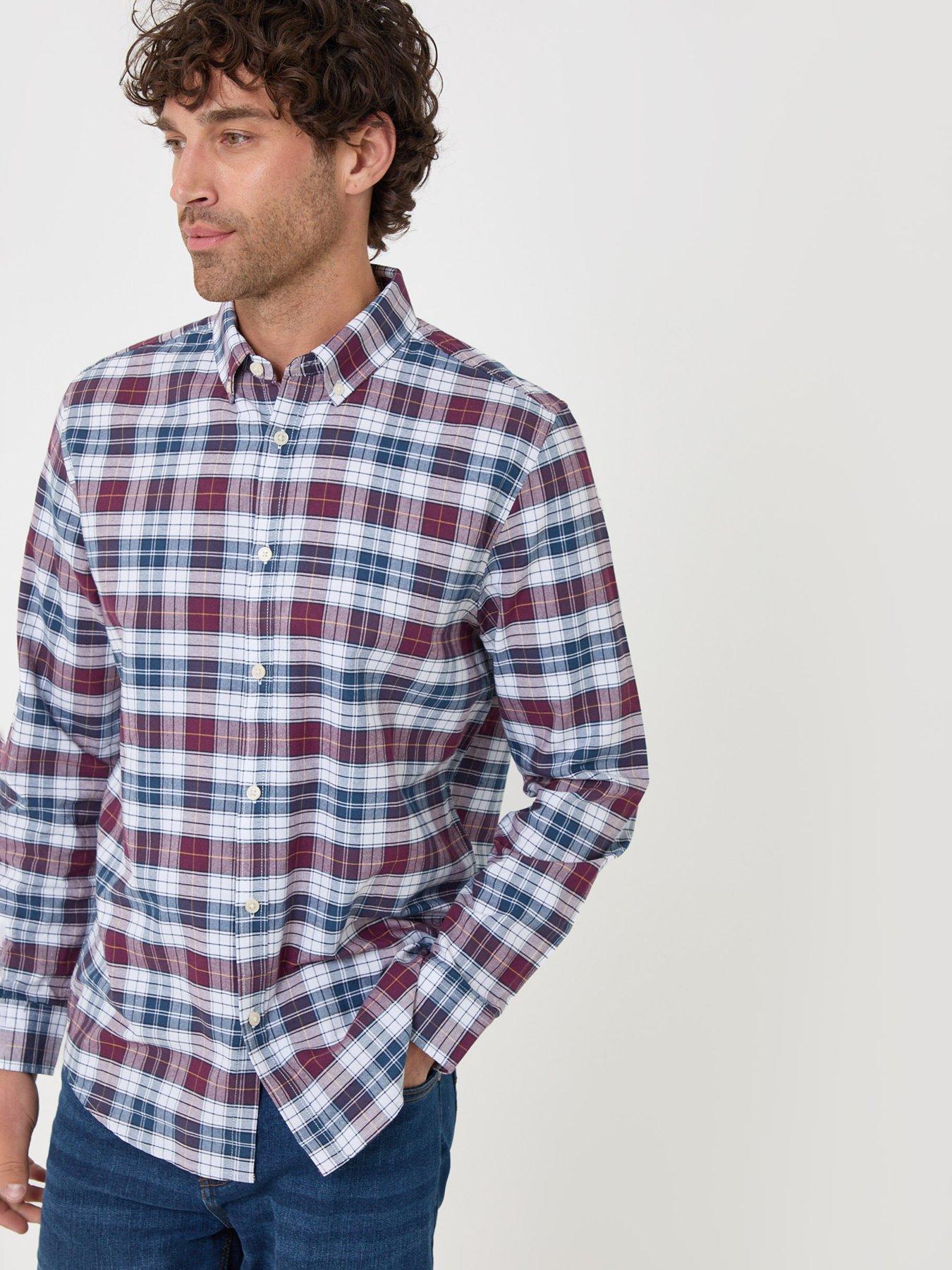 Image 1 of 4 of Threadbare Mens Regular Fit Cotton Oxford Red Check Shirt - Red