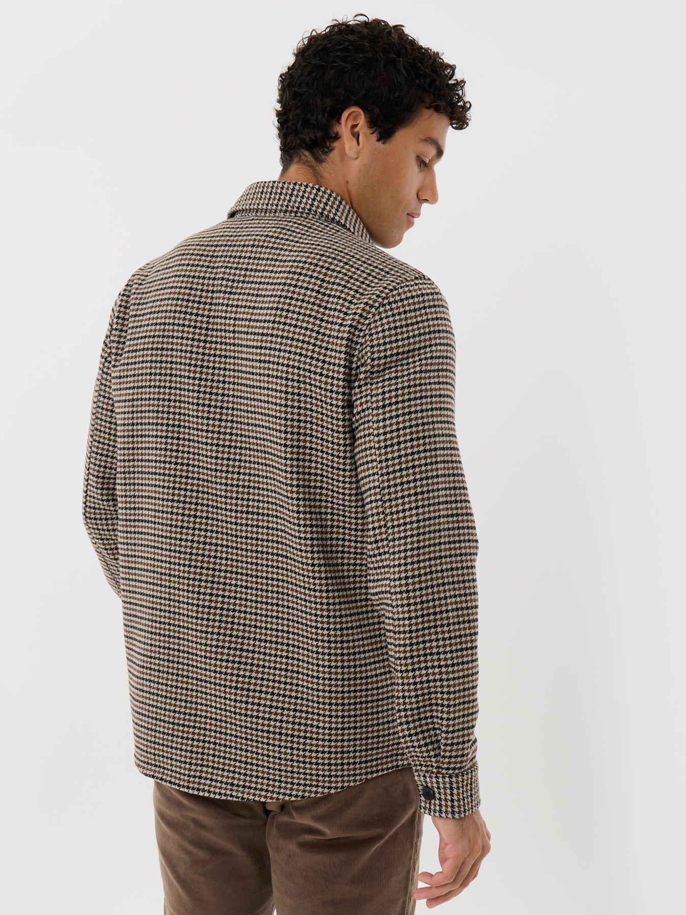 Image 2 of 5 of Threadbare Threadbare Mens Lightweight Dogtooth Check Shacket - Brown