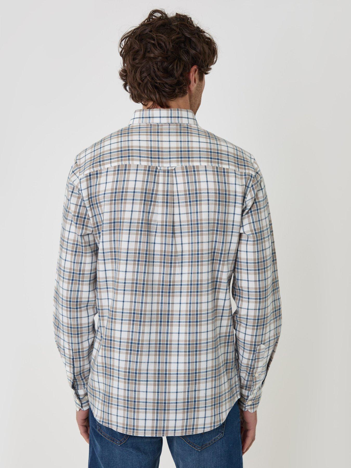 Image 2 of 4 of Threadbare Mens Brushed Cotton Checked Flannel Shirt - Cream