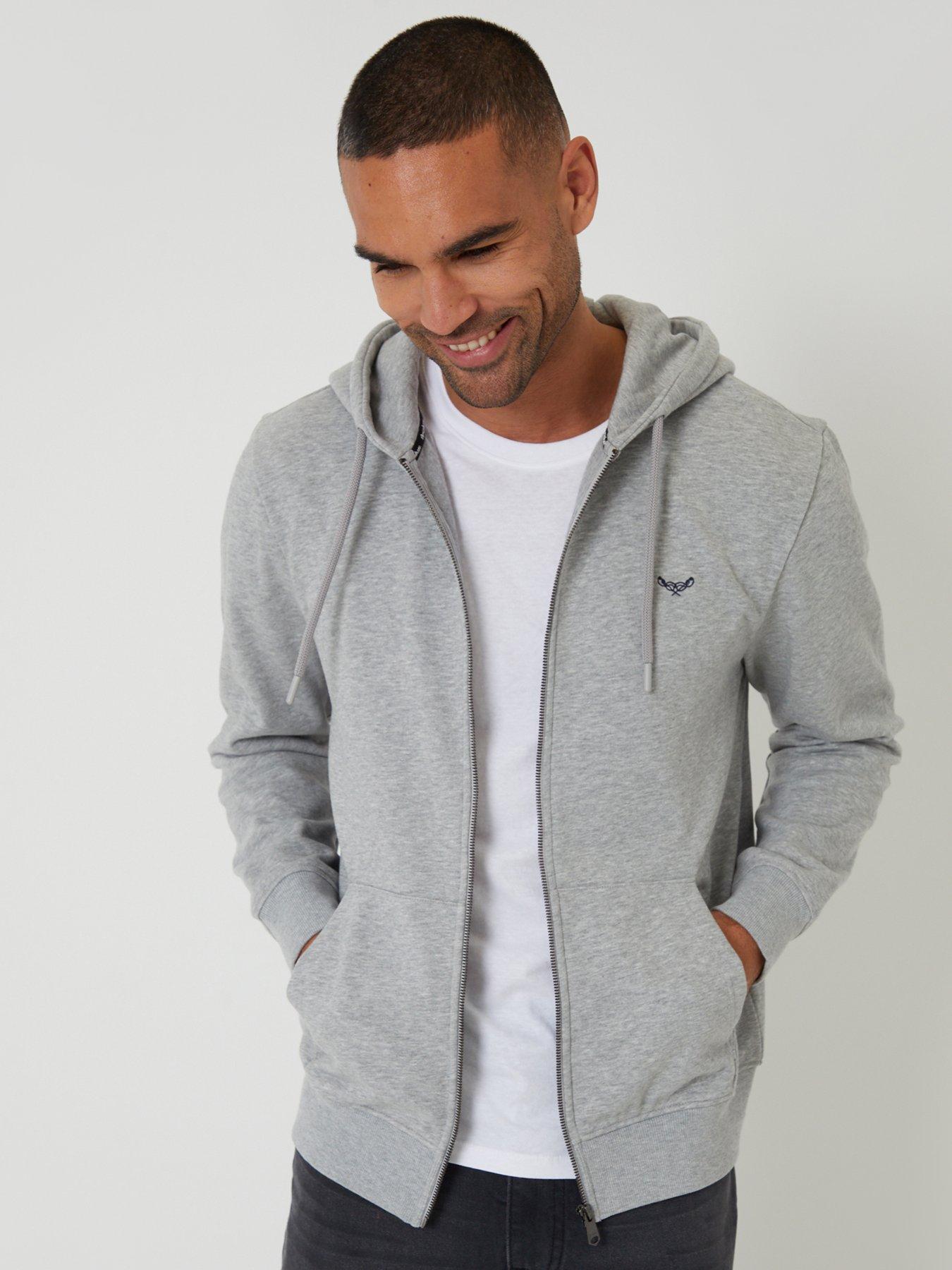 Image 1 of 4 of Threadbare Mens Zip-Through Hood Drawstring Kangaroo Pocket Hoodie - Grey