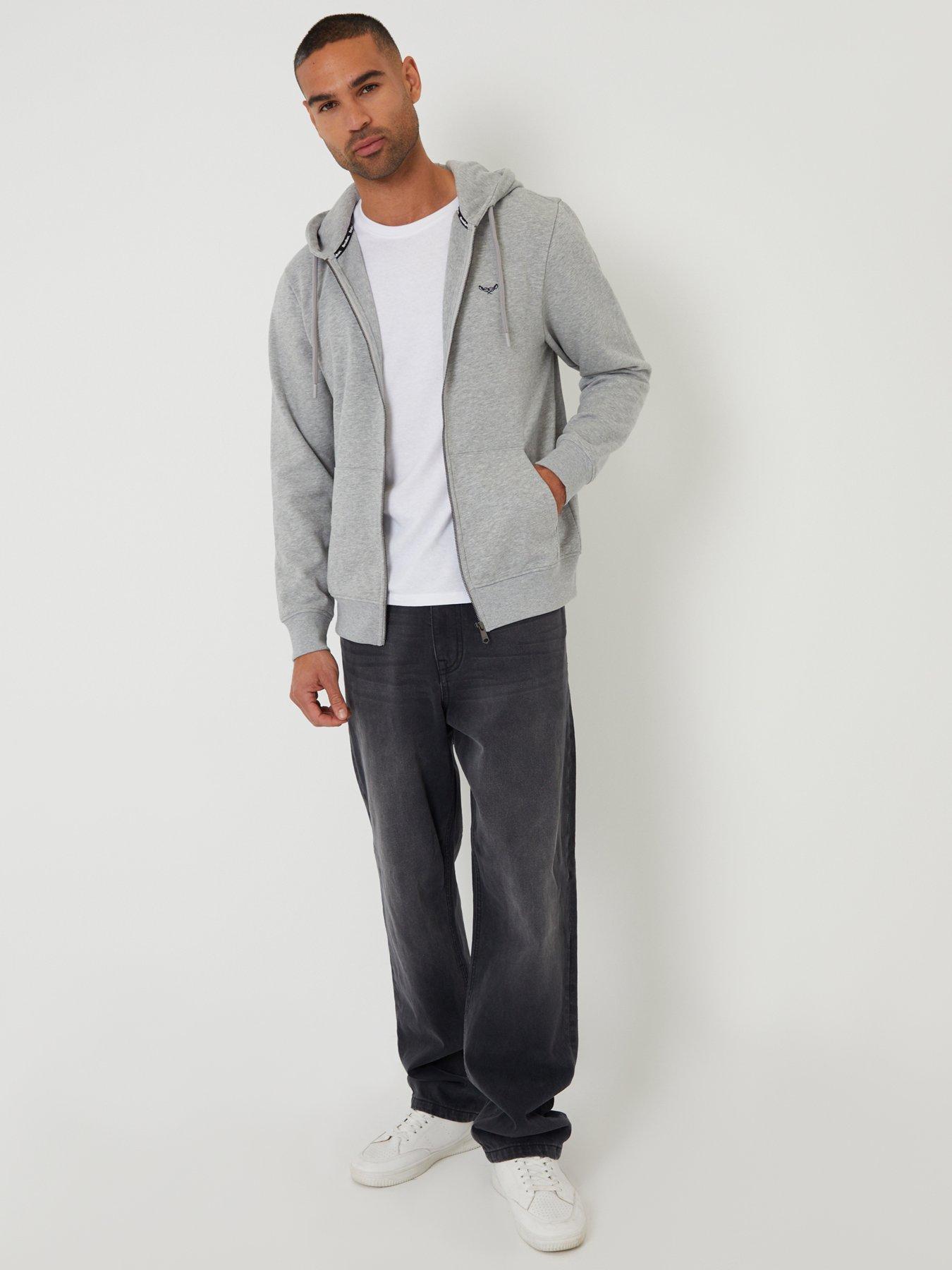Image 3 of 4 of Threadbare Mens Zip-Through Hood Drawstring Kangaroo Pocket Hoodie - Grey