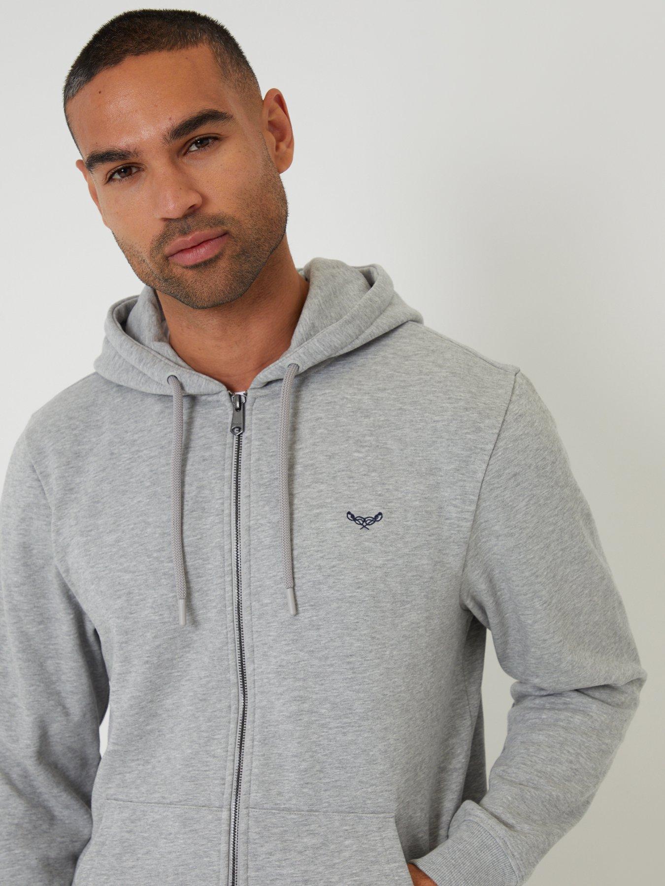 Image 4 of 4 of Threadbare Mens Zip-Through Hood Drawstring Kangaroo Pocket Hoodie - Grey