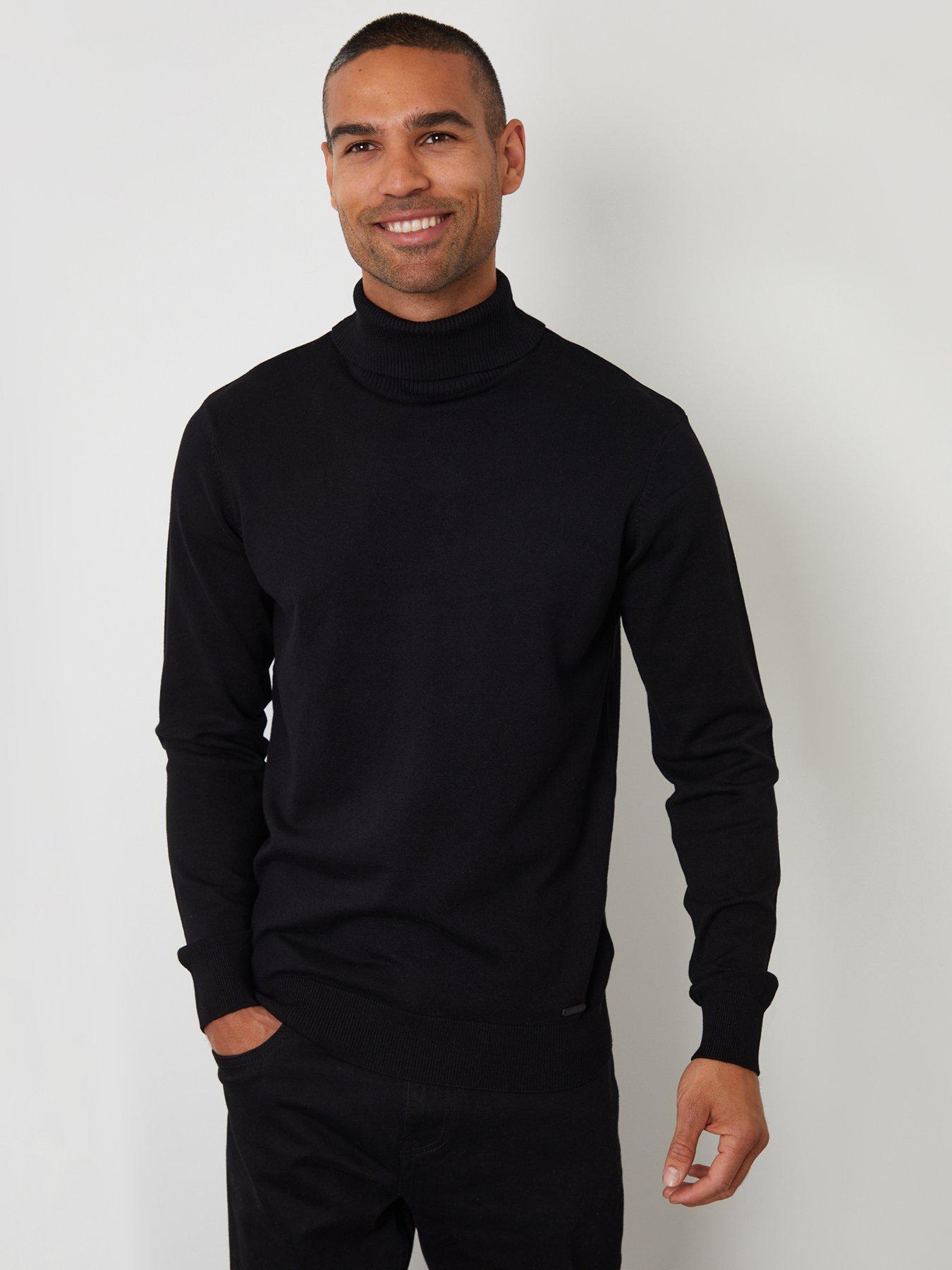 Image 1 of 4 of Threadbare Mens Soft-Touch Roll Neck Knit Jumper - Black