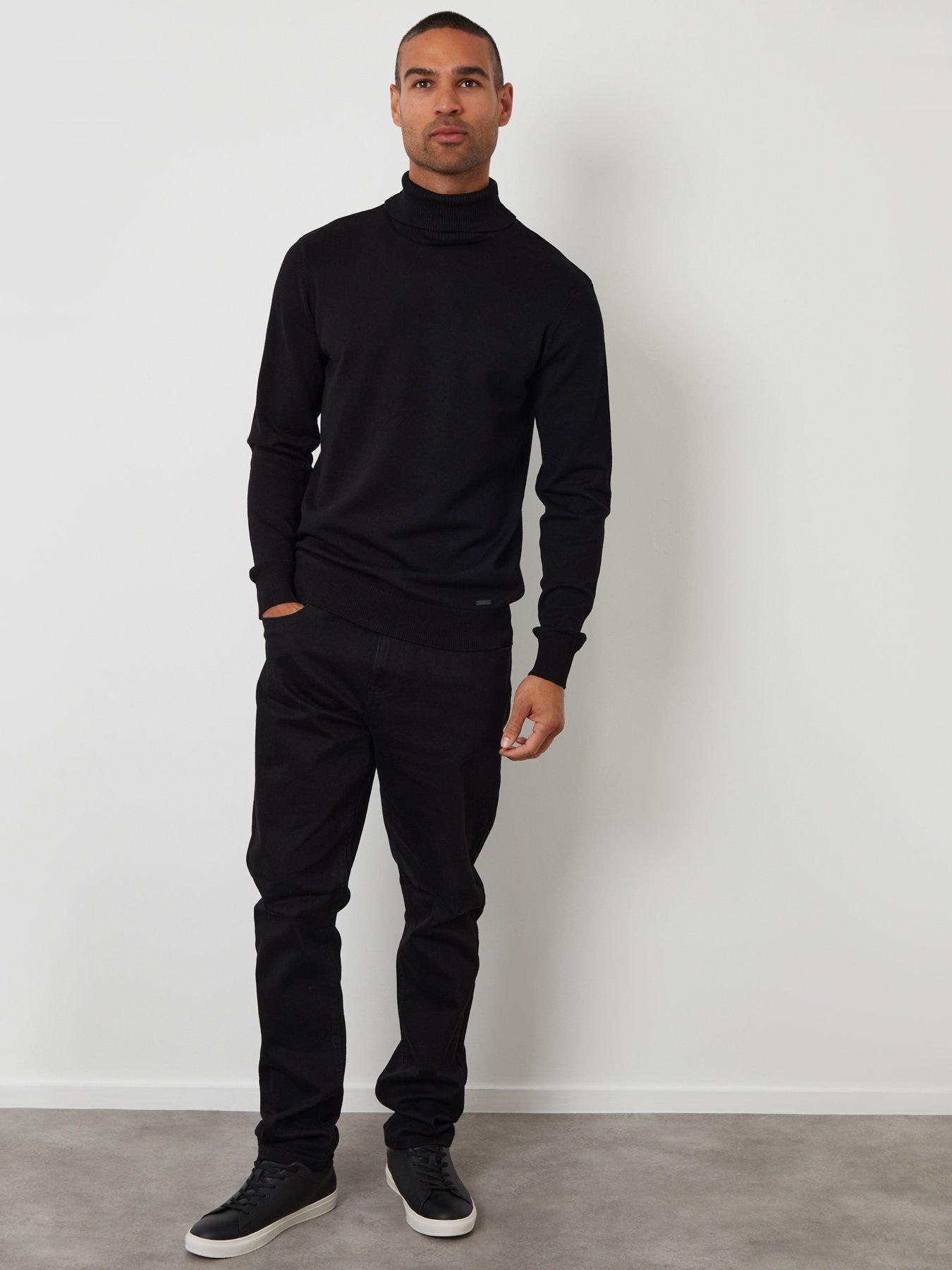 Image 3 of 4 of Threadbare Mens Soft-Touch Roll Neck Knit Jumper - Black