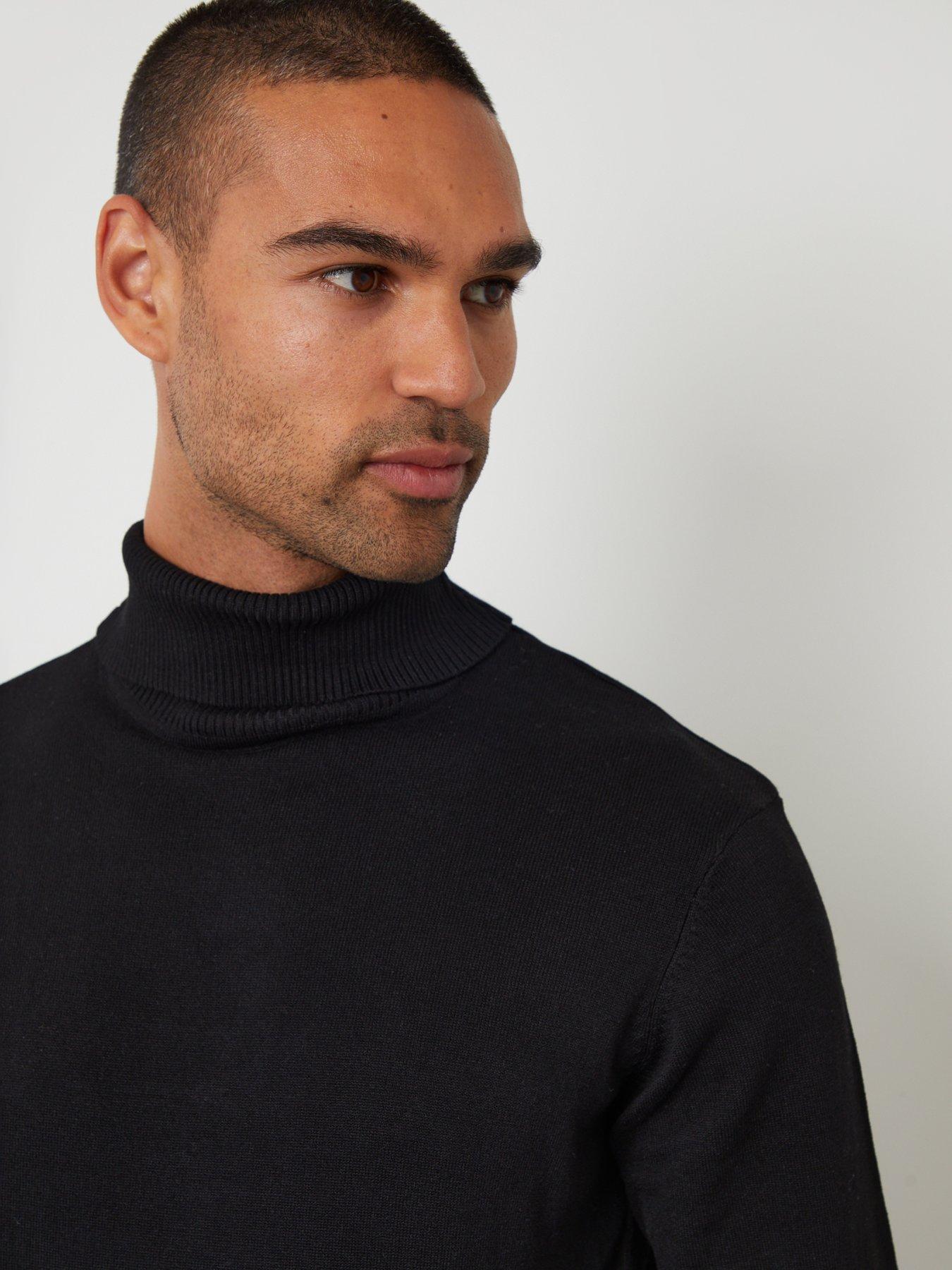 Image 4 of 4 of Threadbare Mens Soft-Touch Roll Neck Knit Jumper - Black