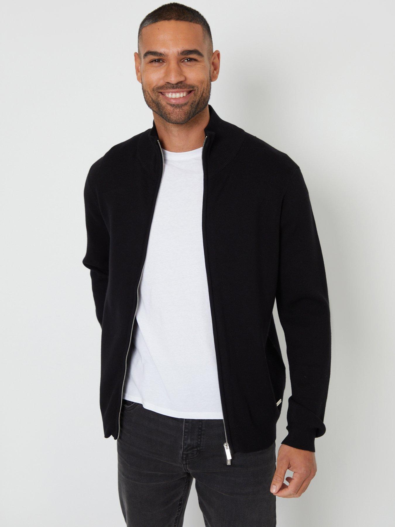 Image 1 of 5 of Threadbare Funnel Neck Zip Through Sweatshirt In Black