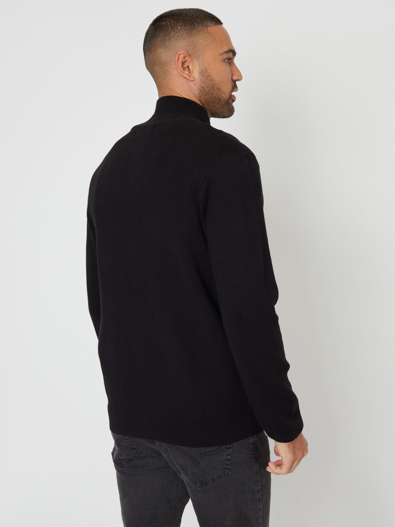 Image 2 of 5 of Threadbare Funnel Neck Zip Through Sweatshirt In Black
