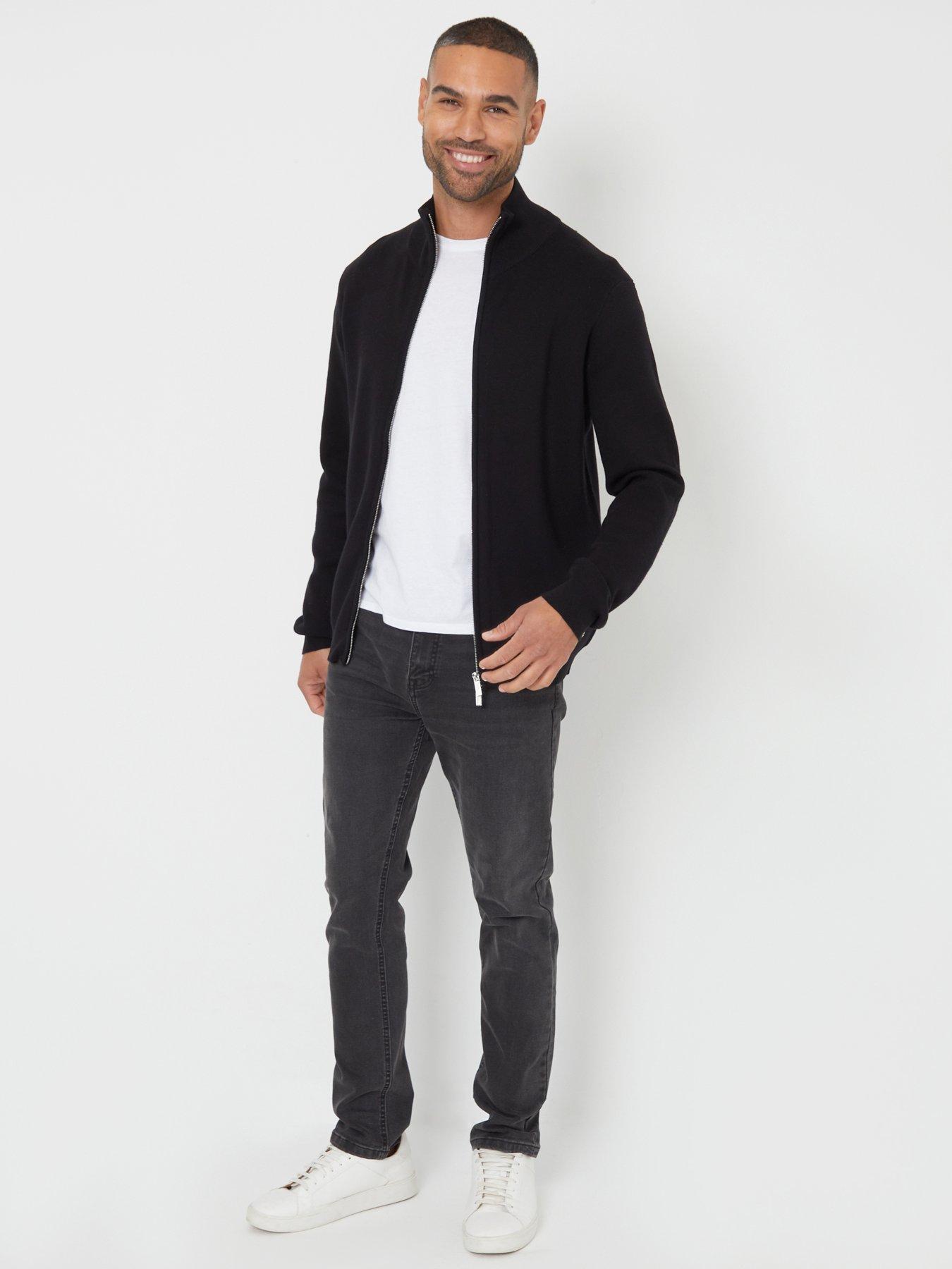 Image 3 of 5 of Threadbare Funnel Neck Zip Through Sweatshirt In Black
