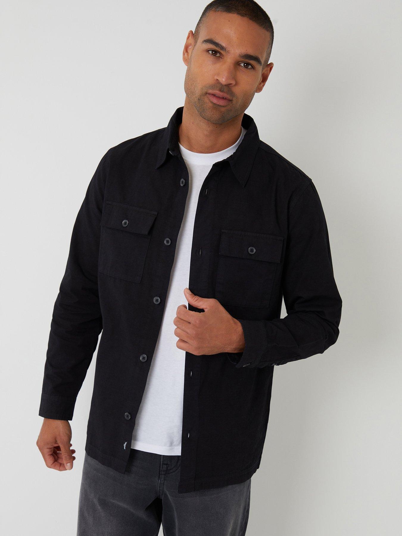 Image 1 of 4 of Threadbare Lightweight Cotton Shacket In Black
