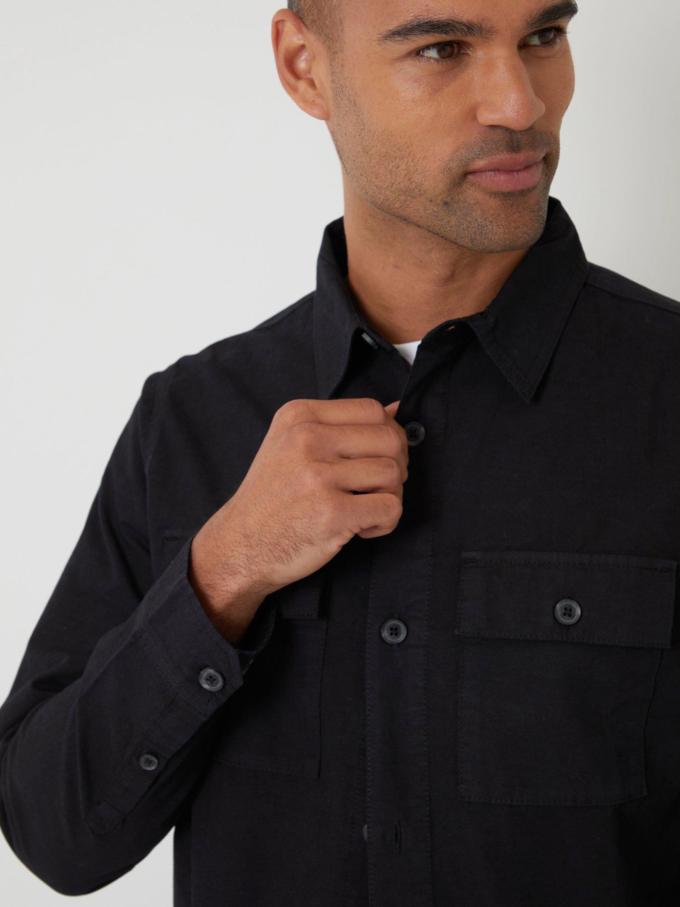 Image 4 of 4 of Threadbare Lightweight Cotton Shacket In Black