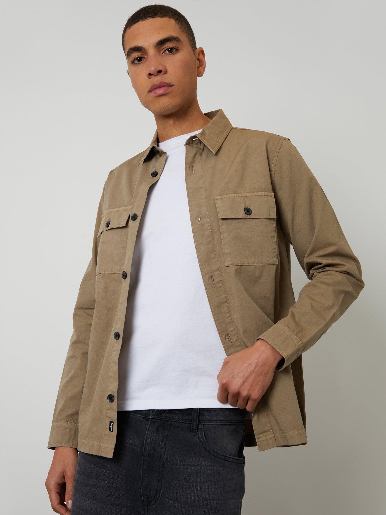 Image 1 of 5 of Threadbare Lightweight Cotton Shacket In Taupe