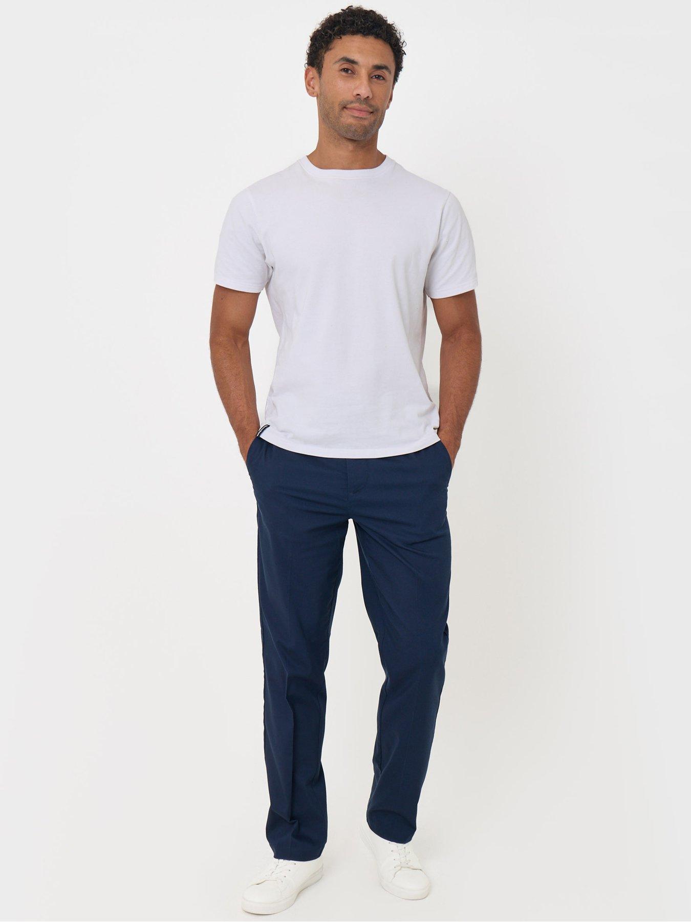 Image 1 of 4 of Threadbare Mens Straight Fit Drawcord Waist Trousers - Navy