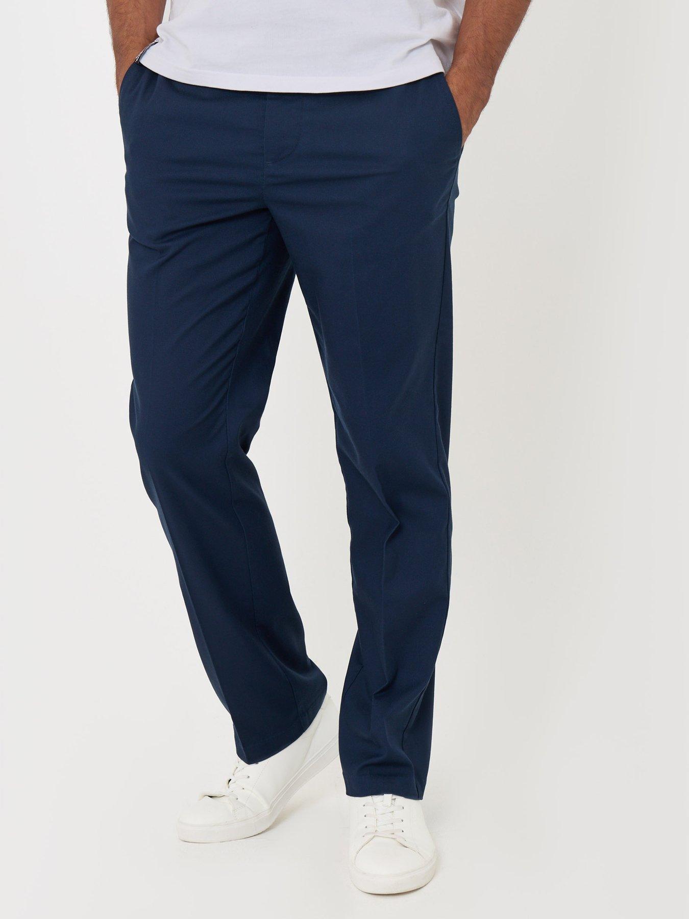 Image 2 of 4 of Threadbare Mens Straight Fit Drawcord Waist Trousers - Navy