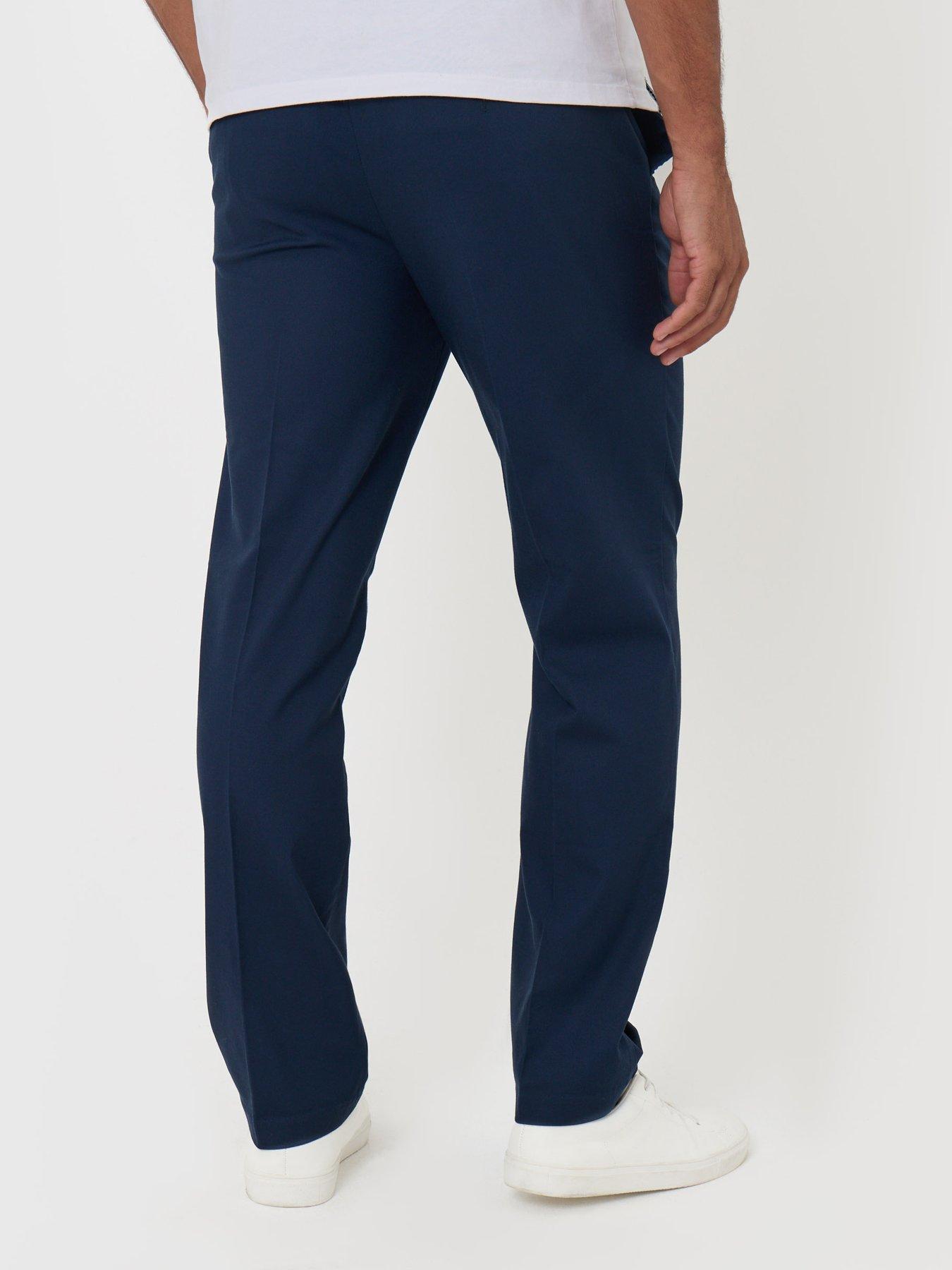 Image 3 of 4 of Threadbare Mens Straight Fit Drawcord Waist Trousers - Navy