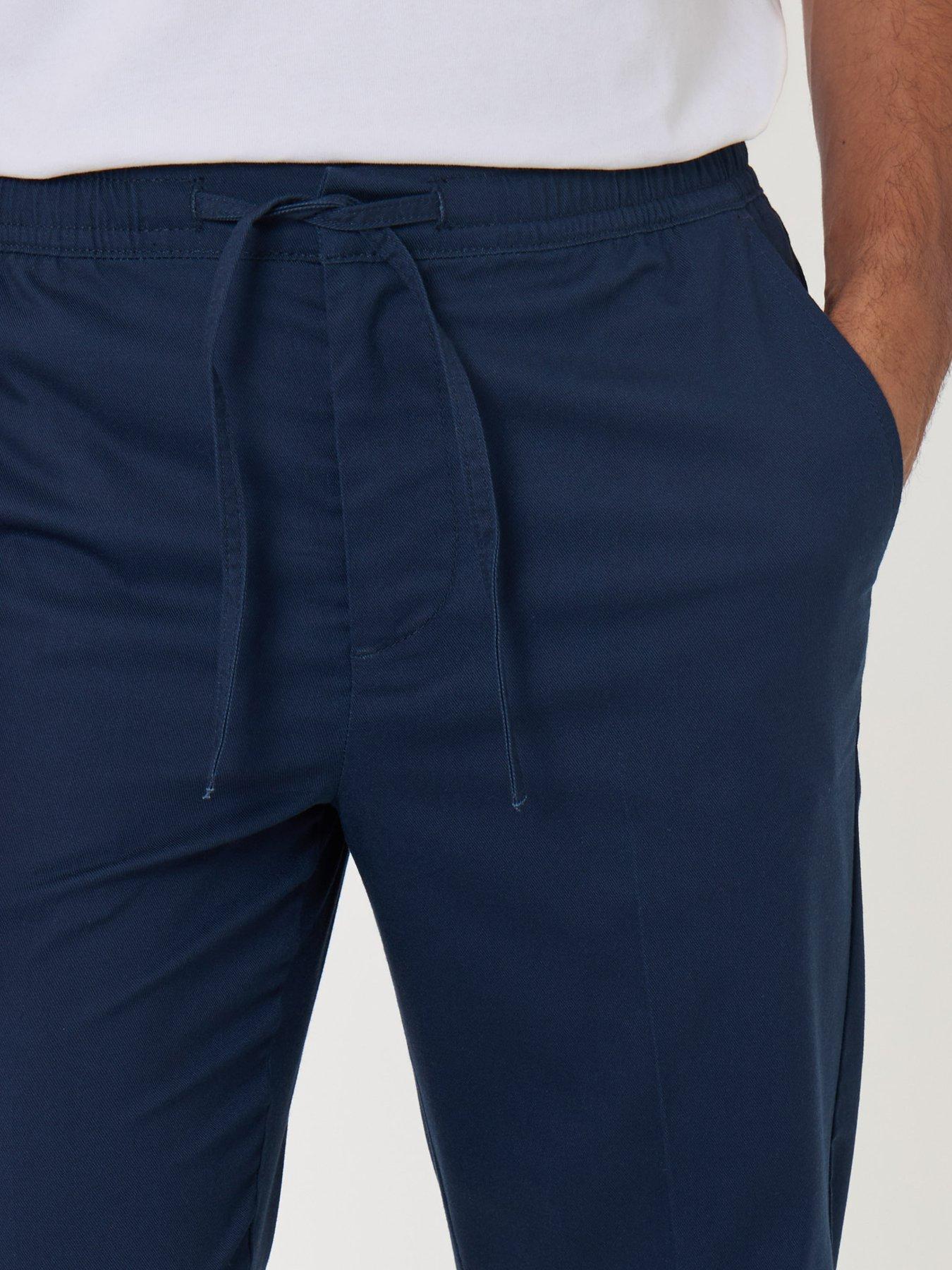 Image 4 of 4 of Threadbare Mens Straight Fit Drawcord Waist Trousers - Navy