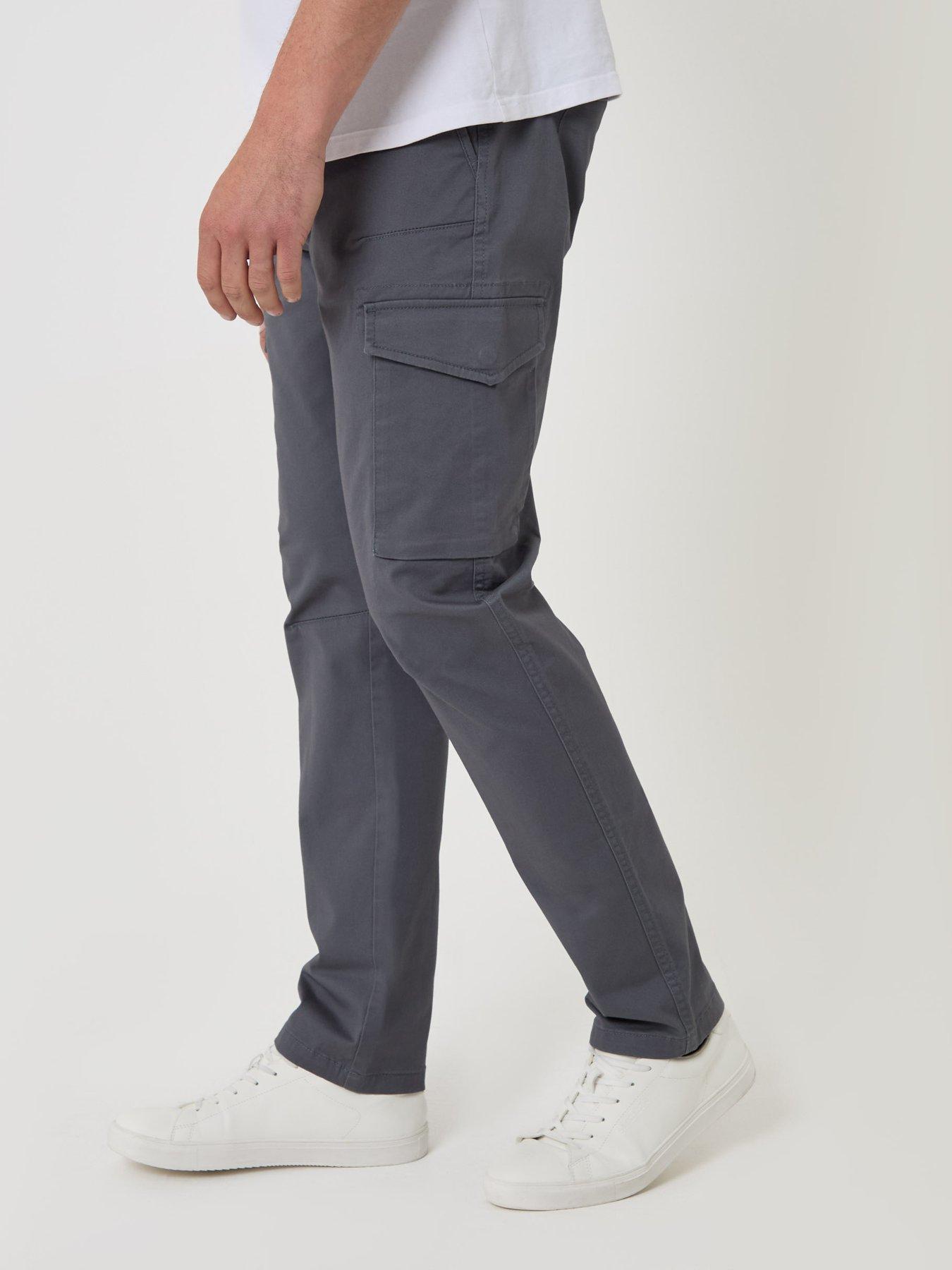 Image 1 of 4 of Threadbare Threadbare Mens Slim Fit Cargo Stretch Trousers - Dark Grey